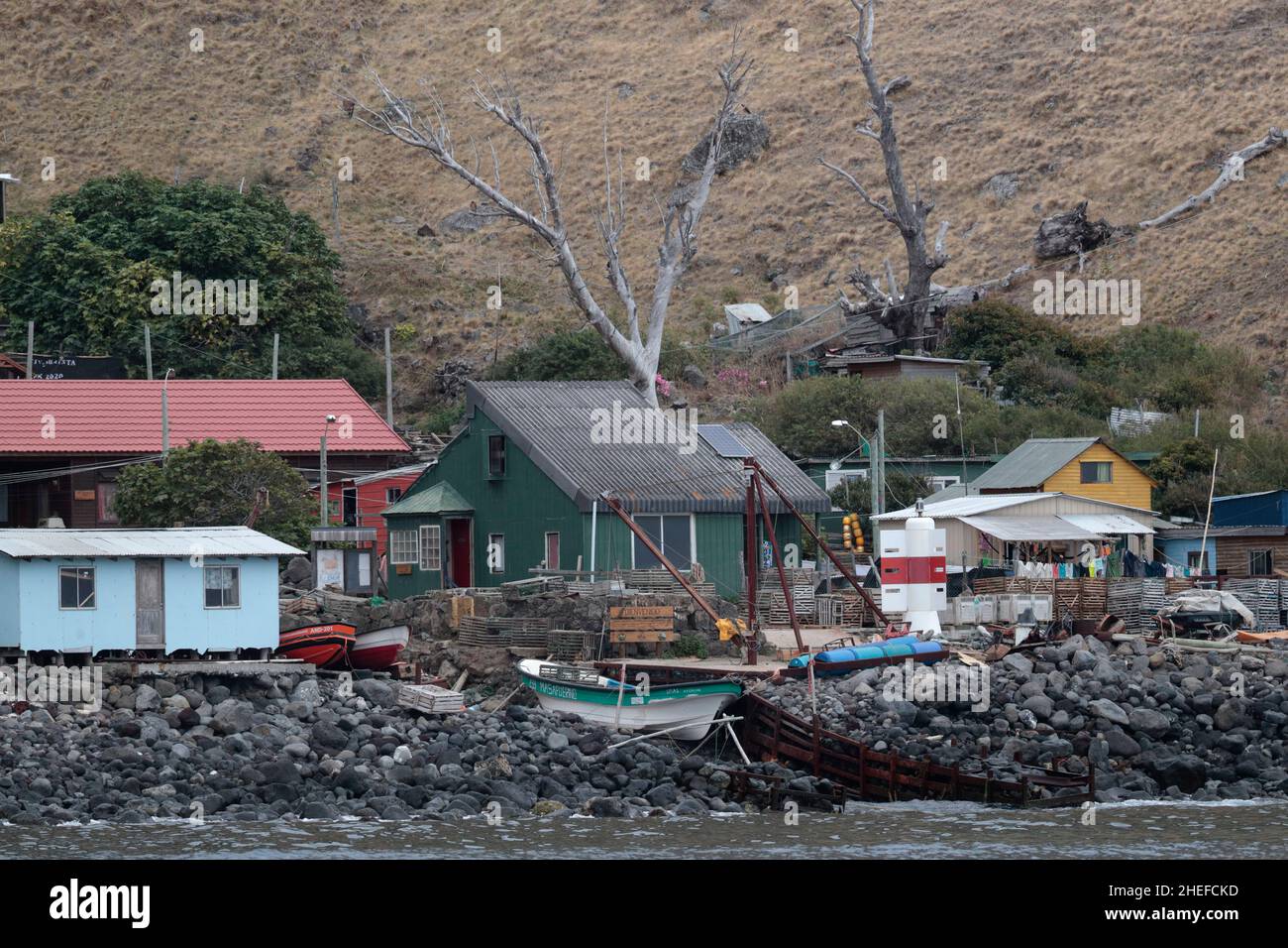 Ansicht von Rada de Colonia, Masafuera Island (Isla Alejandro Selkirk), Juan Fernandez Islands, Chile 8th. März 2020 Stockfoto