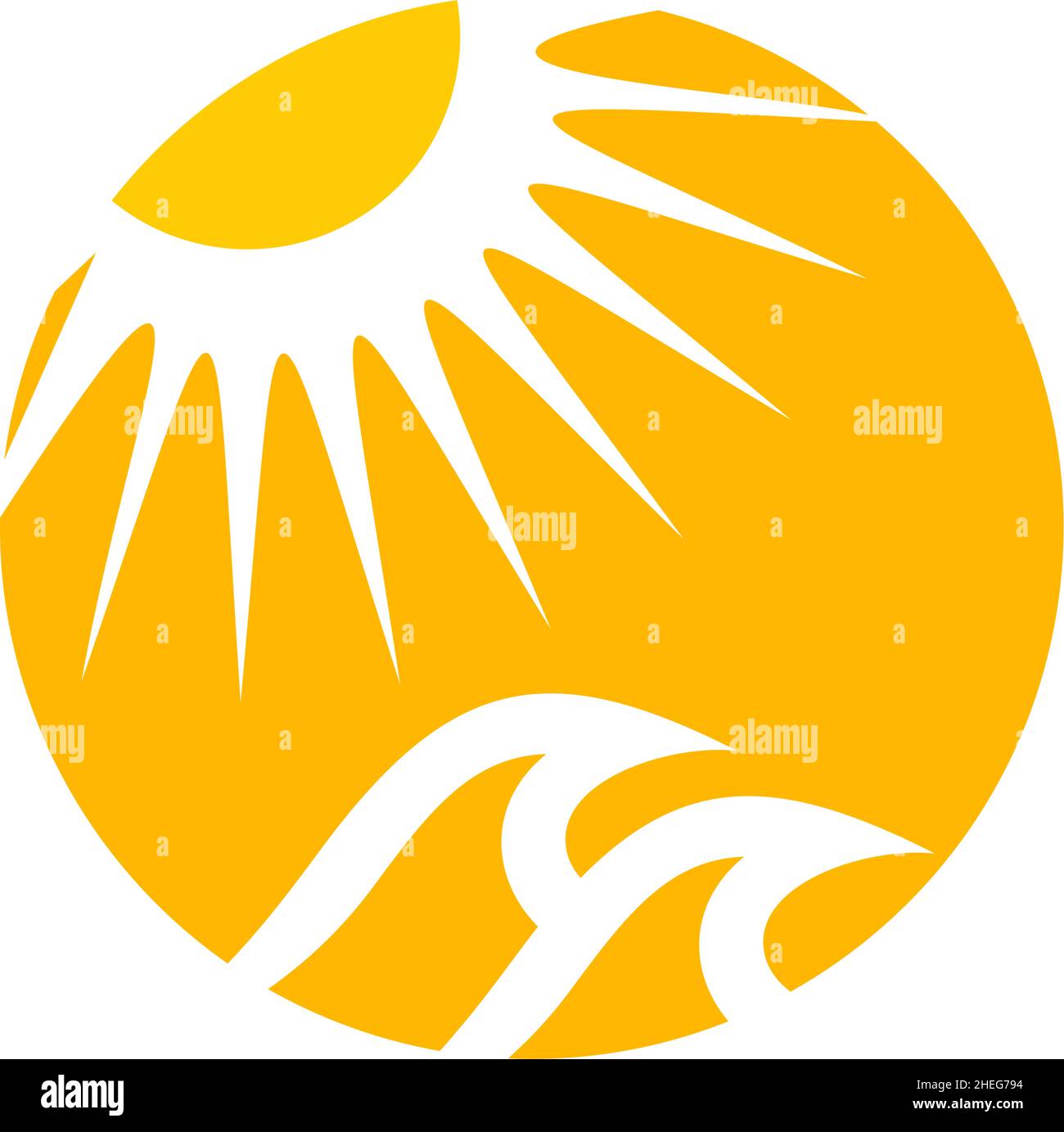 Sonne und Wellenvektor Logo Design Stock Vektor