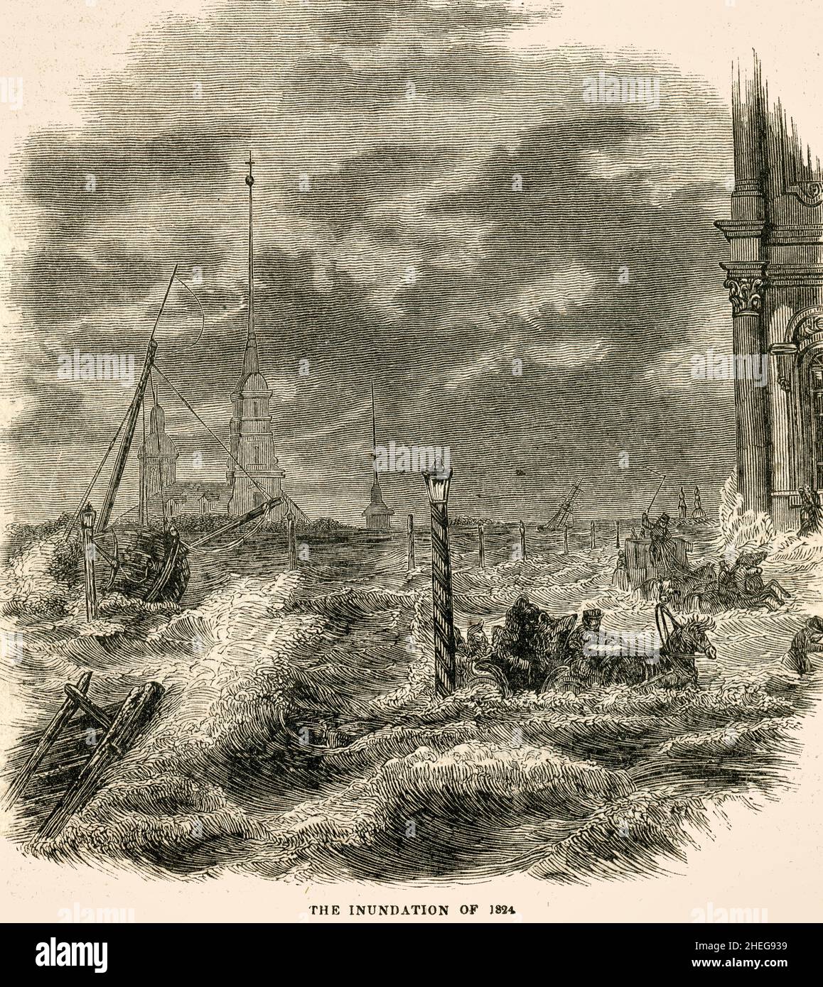 Die Überschwemmung von 1924 - St. Petersburg, Russland Sintflut im Jahr 1824 Stockfoto