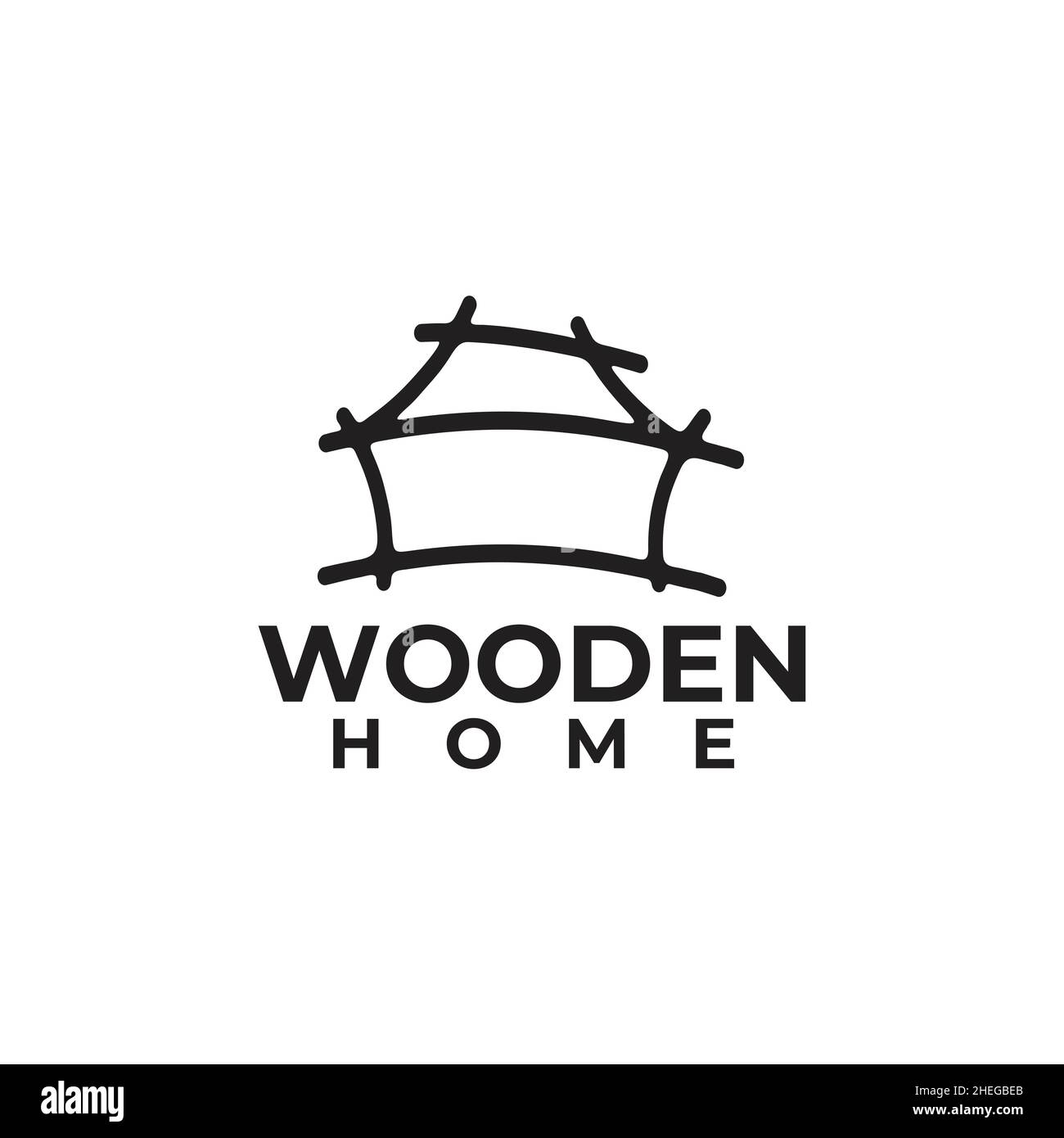 Schwarzes traditionelles Holz Heim Vektor Logo Design Stock Vektor
