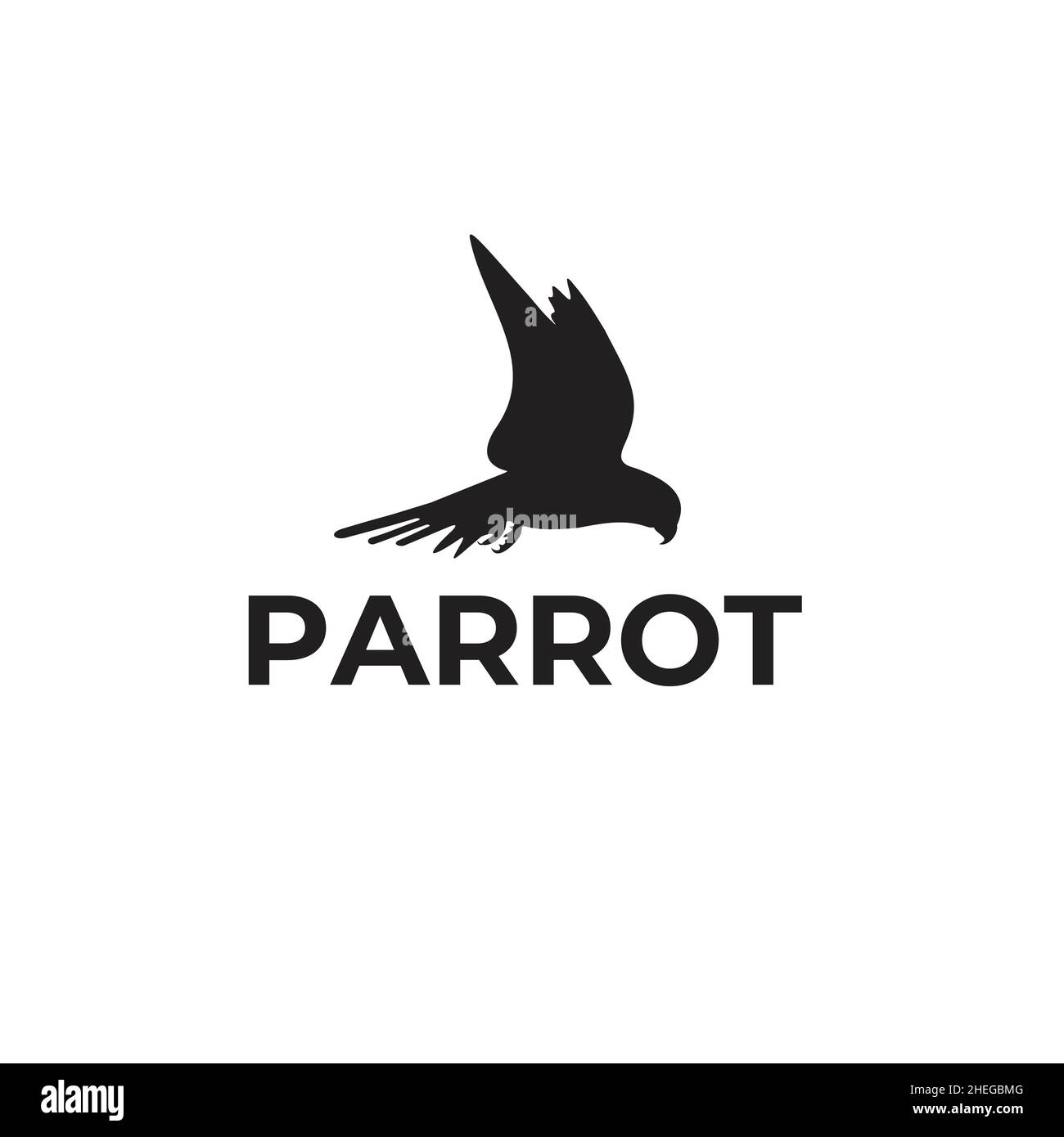 Flying black Papagei Vektor-Logo-Design Stock Vektor