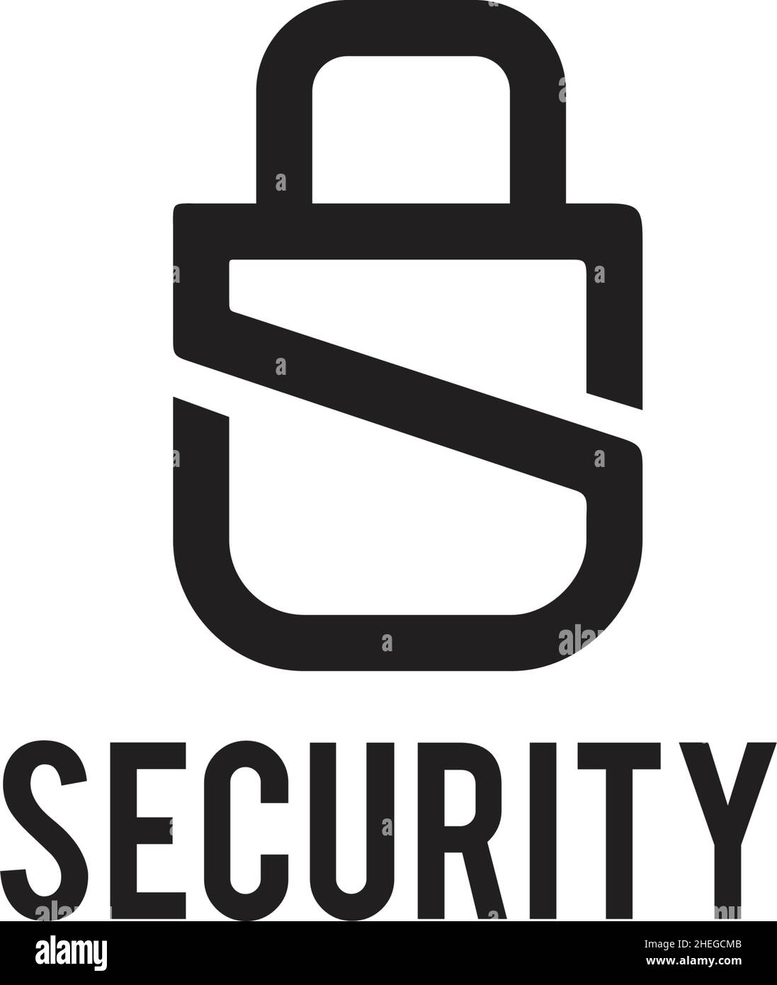 Symbol S und Vorhängeschloss für Sicherheitsvektor-Logo-Design Stock Vektor