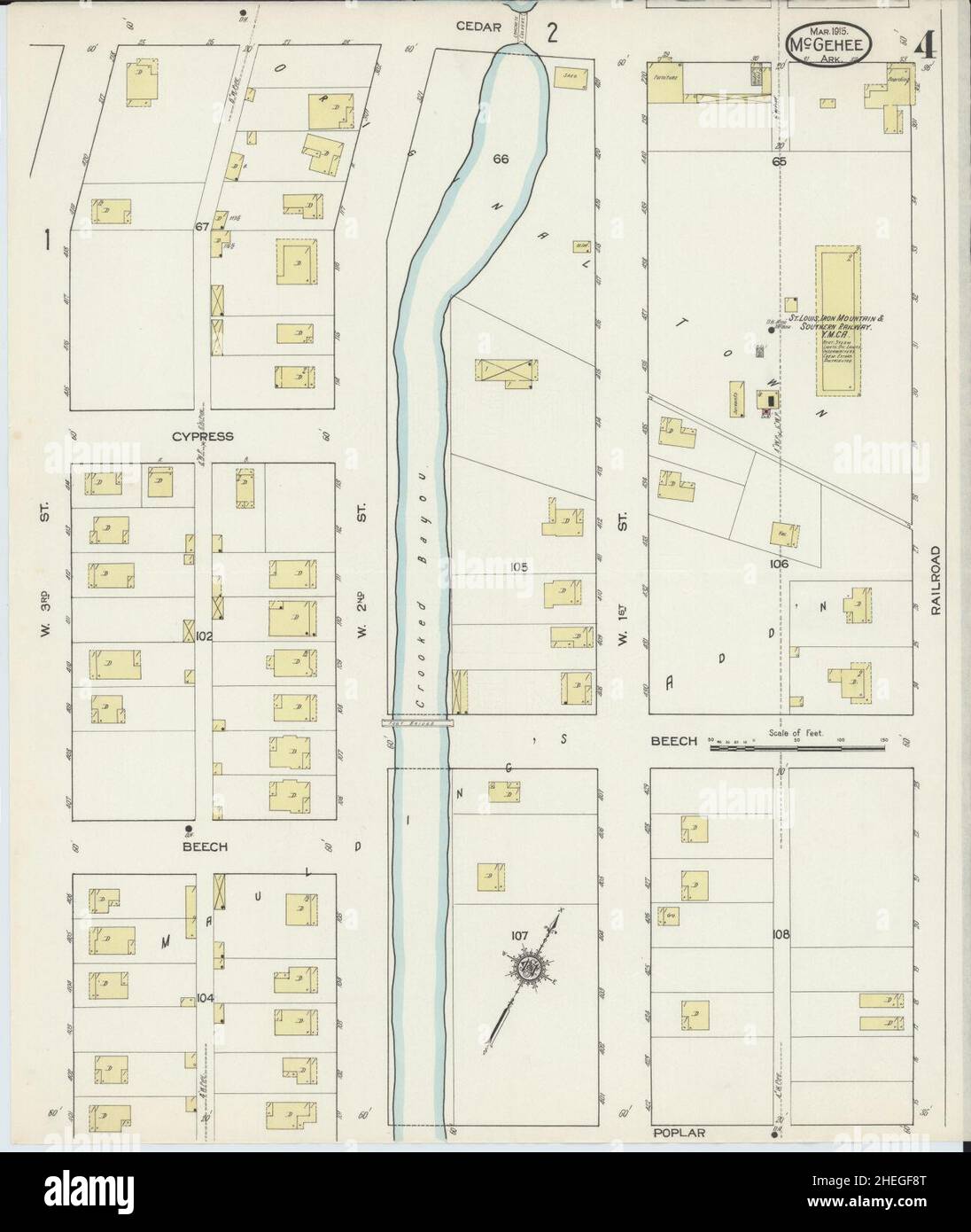 Sanborn Fire Insurance Map aus McGehee, Desha County, Arkansas. Stockfoto