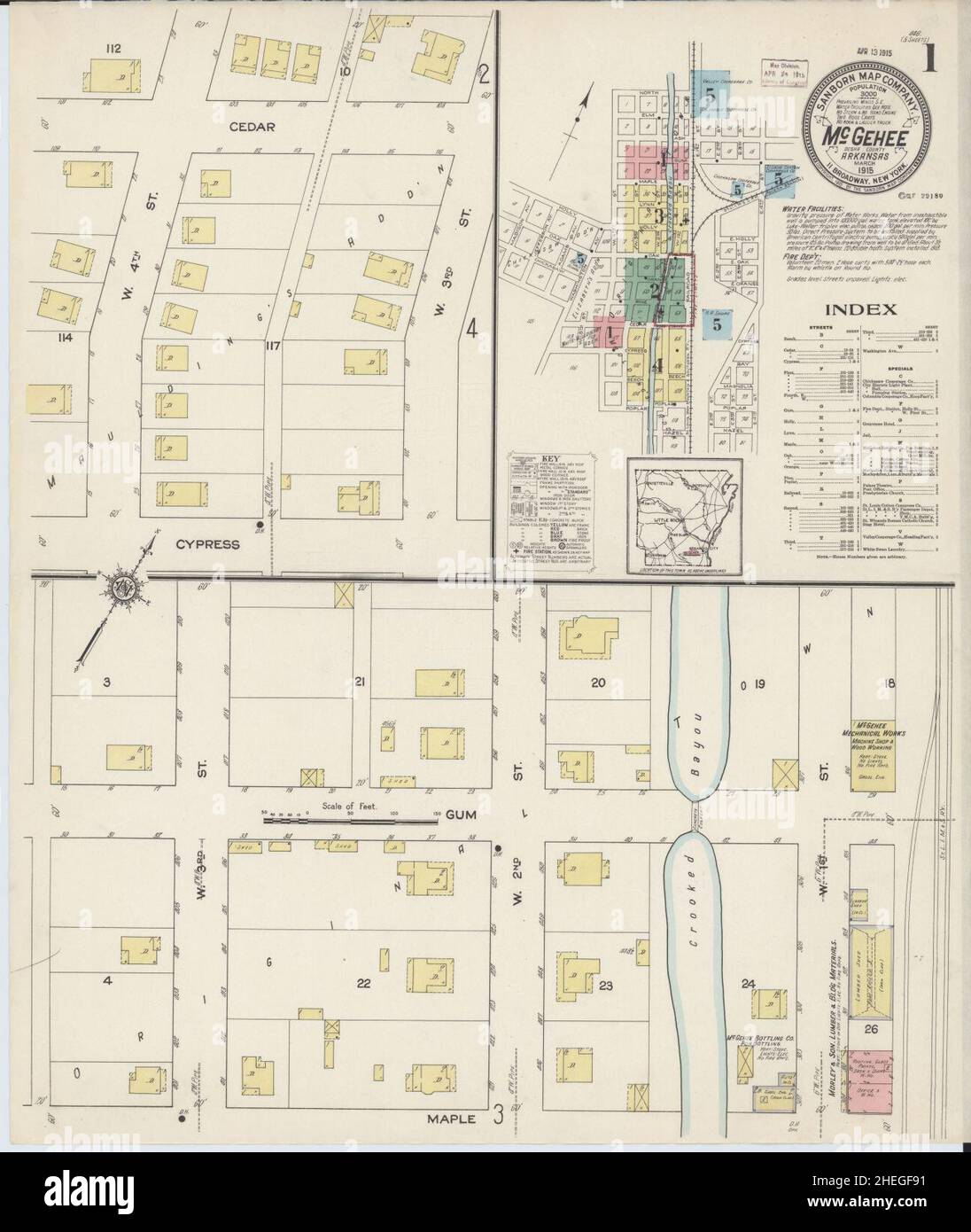 Sanborn Fire Insurance Map aus McGehee, Desha County, Arkansas. Stockfoto