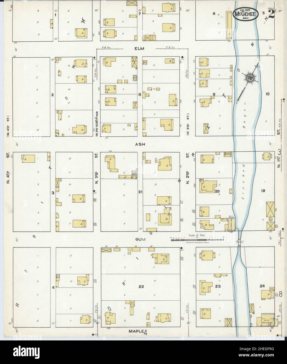 Sanborn Fire Insurance Map aus McGehee, Desha County, Arkansas. Stockfoto