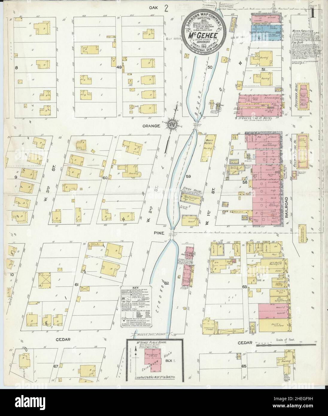 Sanborn Fire Insurance Map aus McGehee, Desha County, Arkansas. Stockfoto