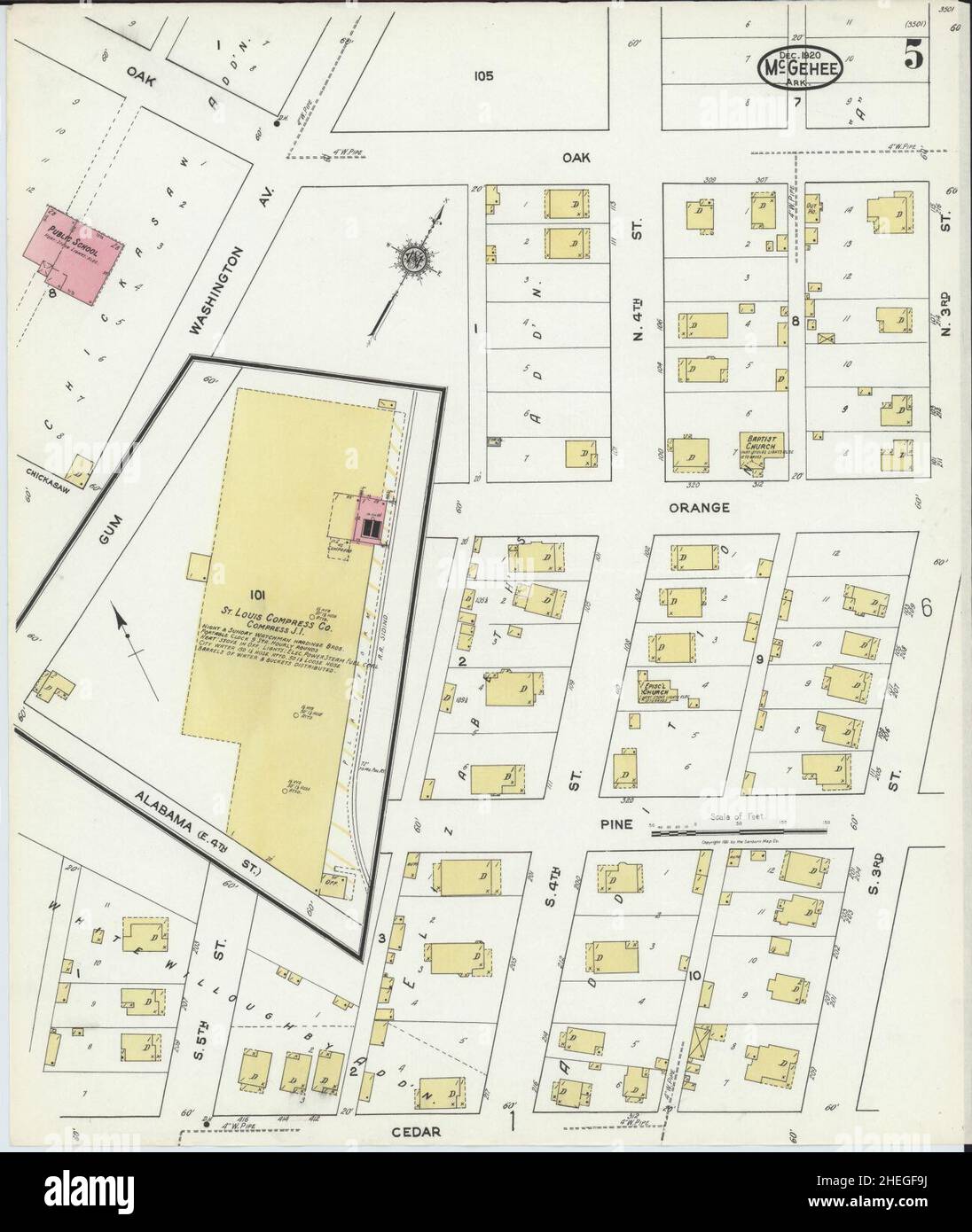 Sanborn Fire Insurance Map aus McGehee, Desha County, Arkansas. Stockfoto