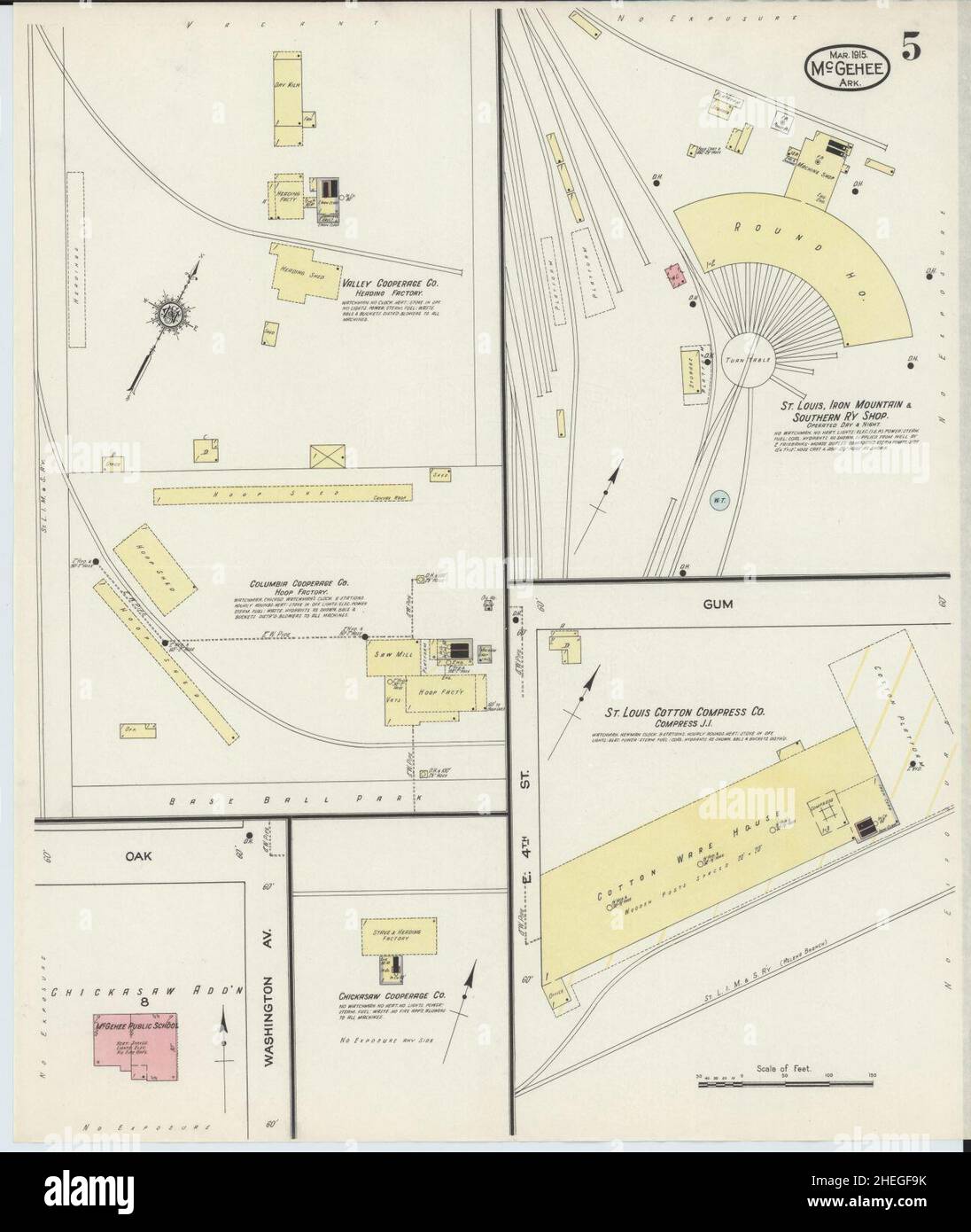 Sanborn Fire Insurance Map aus McGehee, Desha County, Arkansas. Stockfoto