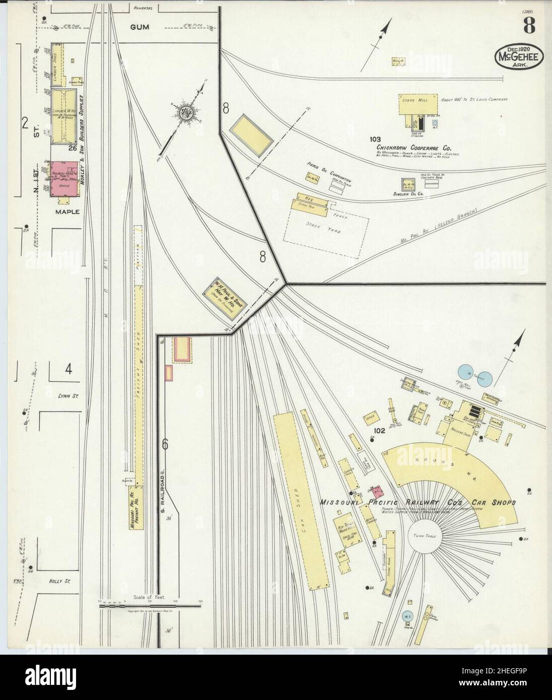 Sanborn Fire Insurance Map aus McGehee, Desha County, Arkansas. Stockfoto
