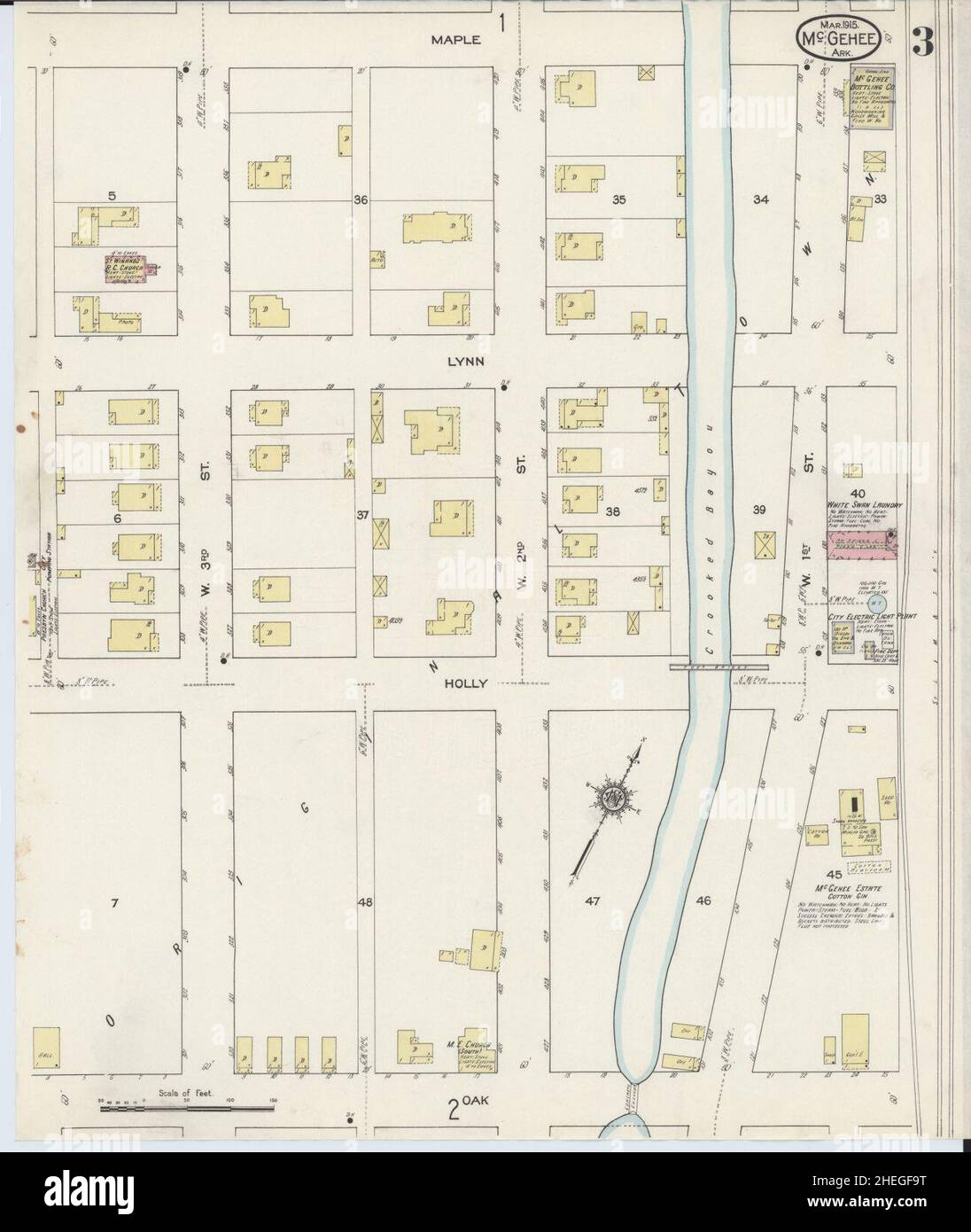 Sanborn Fire Insurance Map aus McGehee, Desha County, Arkansas. Stockfoto