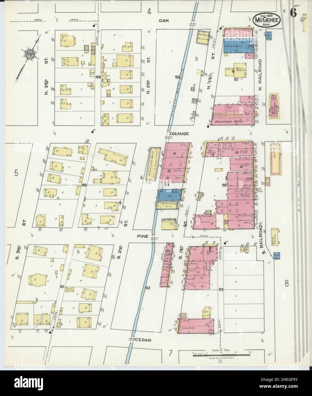 Sanborn Fire Insurance Map aus McGehee, Desha County, Arkansas. Stockfoto