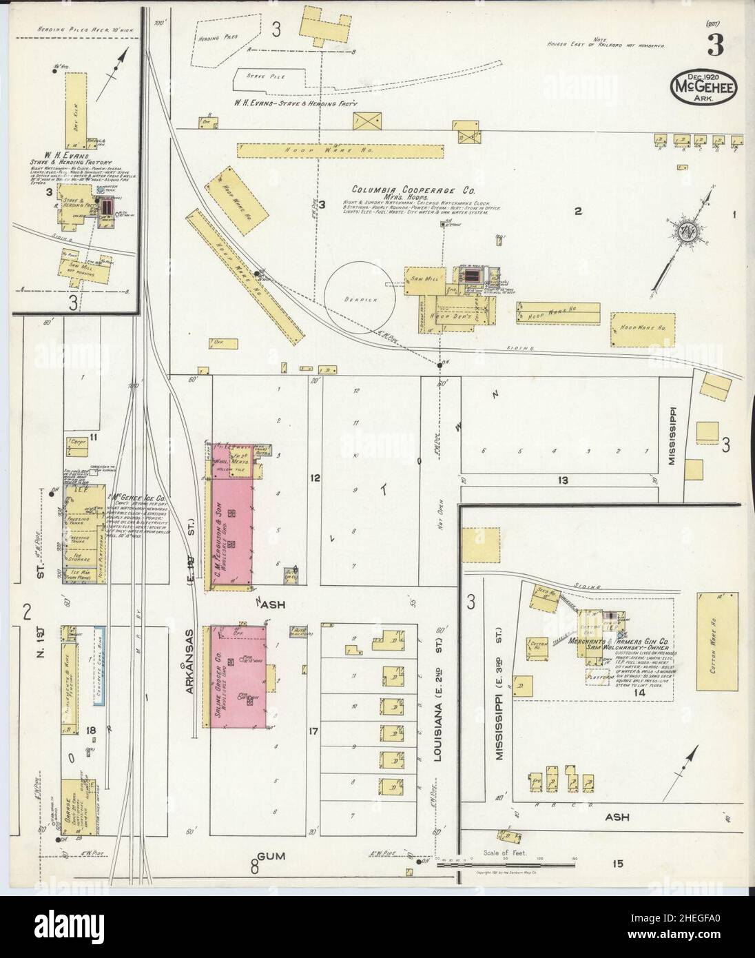 Sanborn Fire Insurance Map aus McGehee, Desha County, Arkansas. Stockfoto