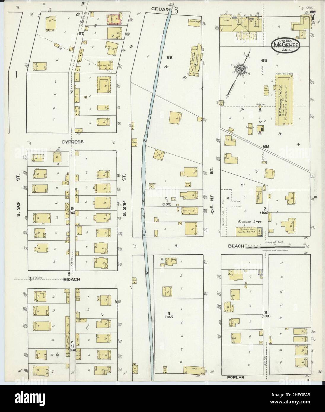Sanborn Fire Insurance Map aus McGehee, Desha County, Arkansas. Stockfoto