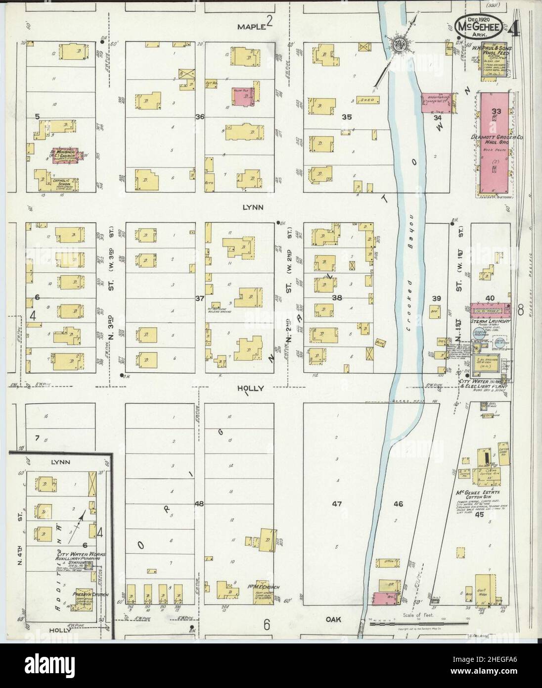 Sanborn Fire Insurance Map aus McGehee, Desha County, Arkansas. Stockfoto