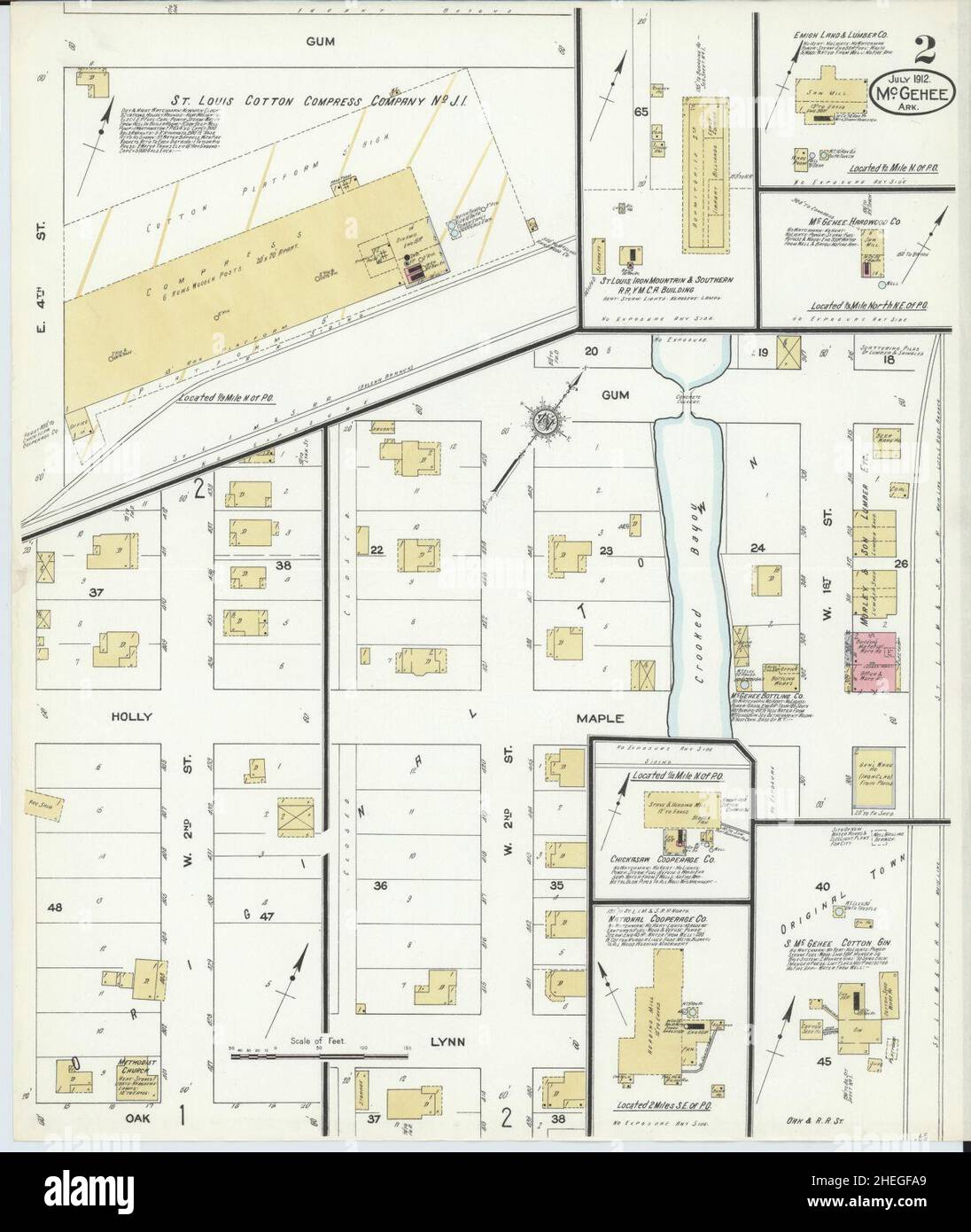 Sanborn Fire Insurance Map aus McGehee, Desha County, Arkansas. Stockfoto