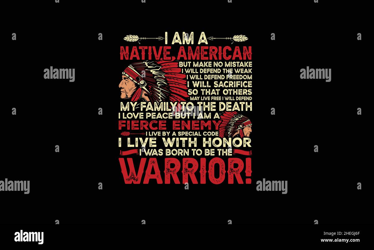 ich bin eine gebürtige amerikanische gebürtige amerikanische Stammesgesicht Feder Krone Monogramm Vektor-Vorlage Stock Vektor