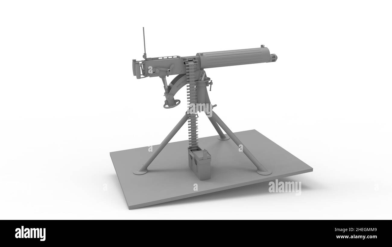 3D Rendering eines klassischen historischen Maschinengewehr isoliert auf weißem Studiohintergrund Stockfoto