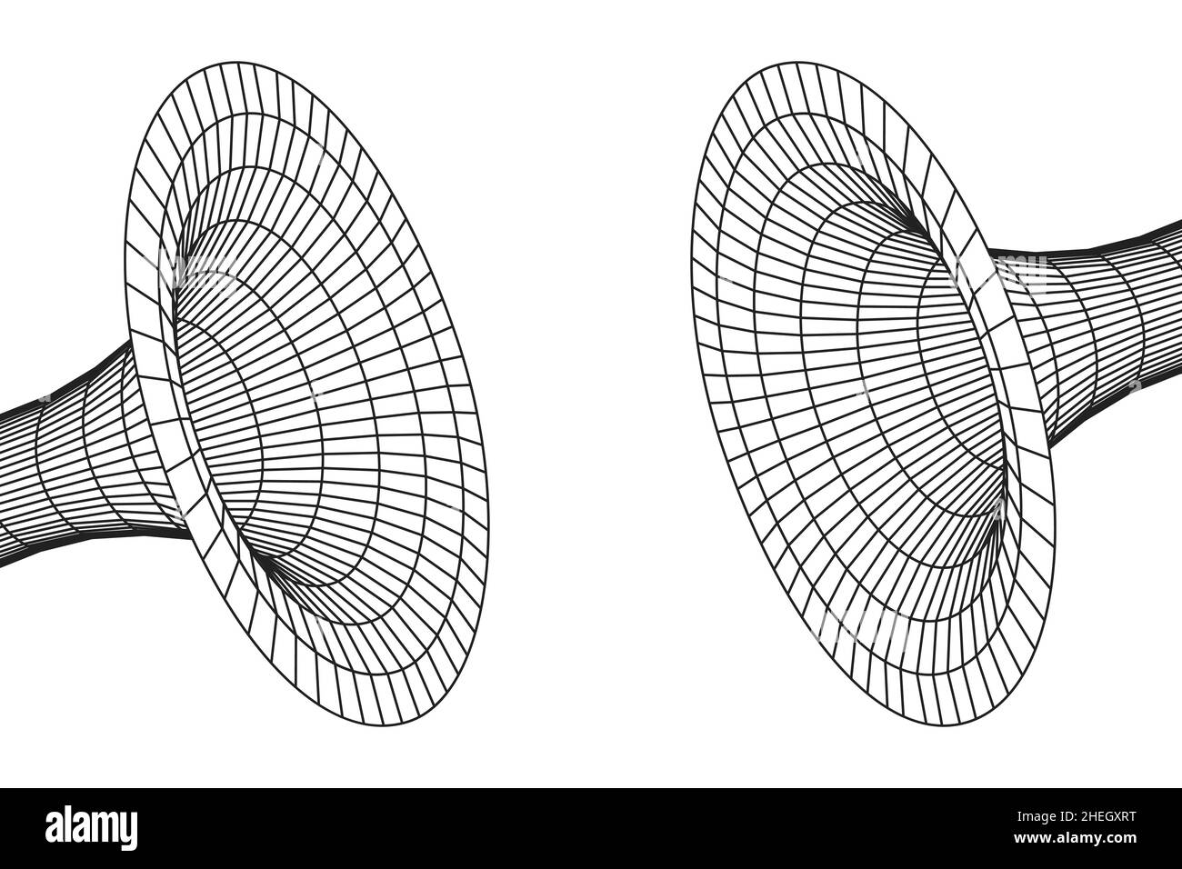 Geometrisches Wurmloch-Gitter Drahtgestell Tunnel flach Stil Design Vektor Illustration. Stock Vektor