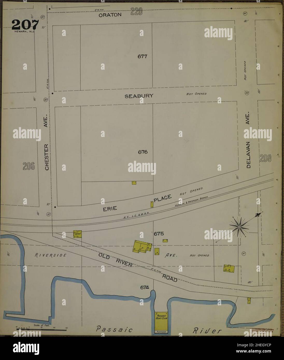 Sanborn Feuerversicherungskarte aus Newark, Essex County, New Jersey. Stockfoto