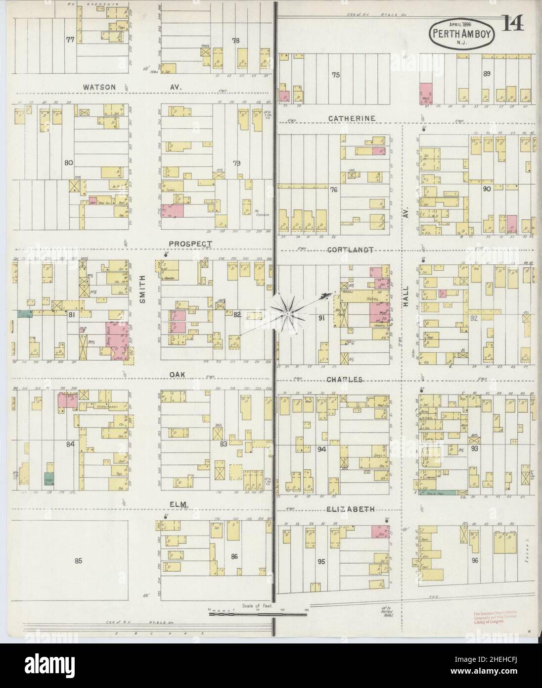 Sanborn Fire Insurance Map aus Perth Amboy, Middlesex County, New Jersey. Stockfoto