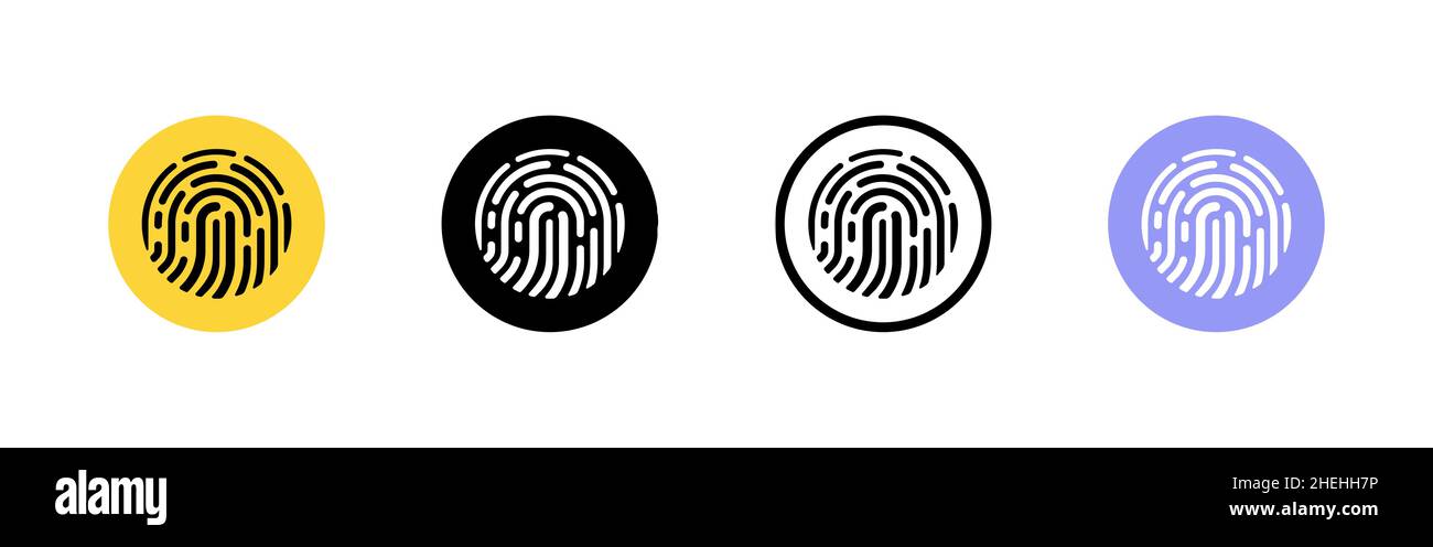 Fingerabdruck-Symbol festgelegt. Berühren Sie das Symbol für den id-Scanner. Digitale Fingerabdruckerkennung auf dem Smartphone-Symbol. Vektor auf isoliertem Hintergrund. EPS 10. Stock Vektor