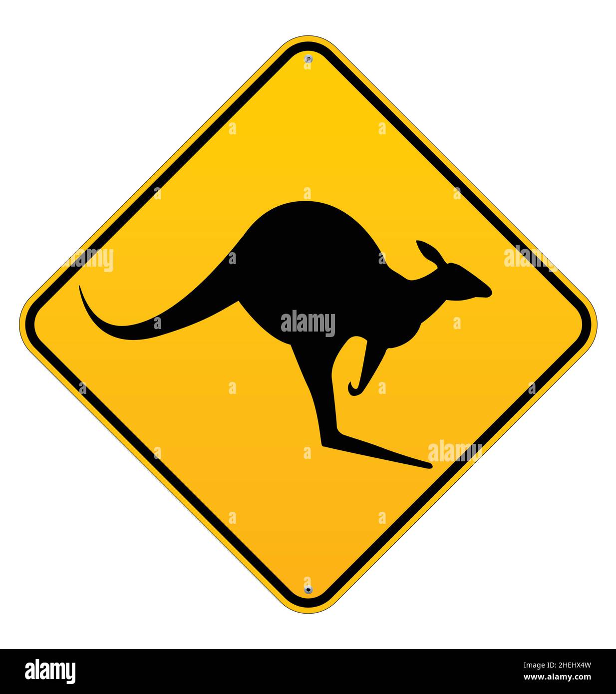 Klassisches australisches Känguru gelb schwarz Straßenschild Vektor isoliert auf weißem Hintergrund Stock Vektor