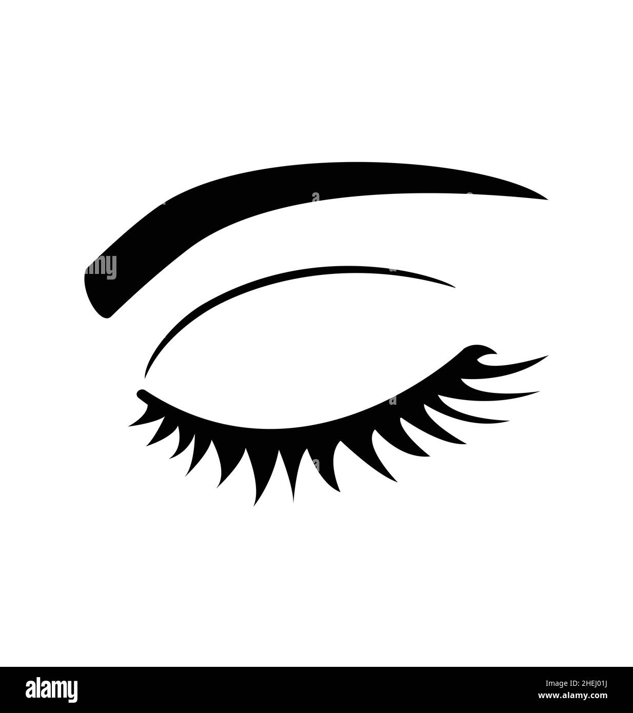 Einfache schöne menschliche weibliche geschlossenen Auge Vektor-Illustration schwarz-weiß-Symbol auf weißem Hintergrund isoliert Stock Vektor