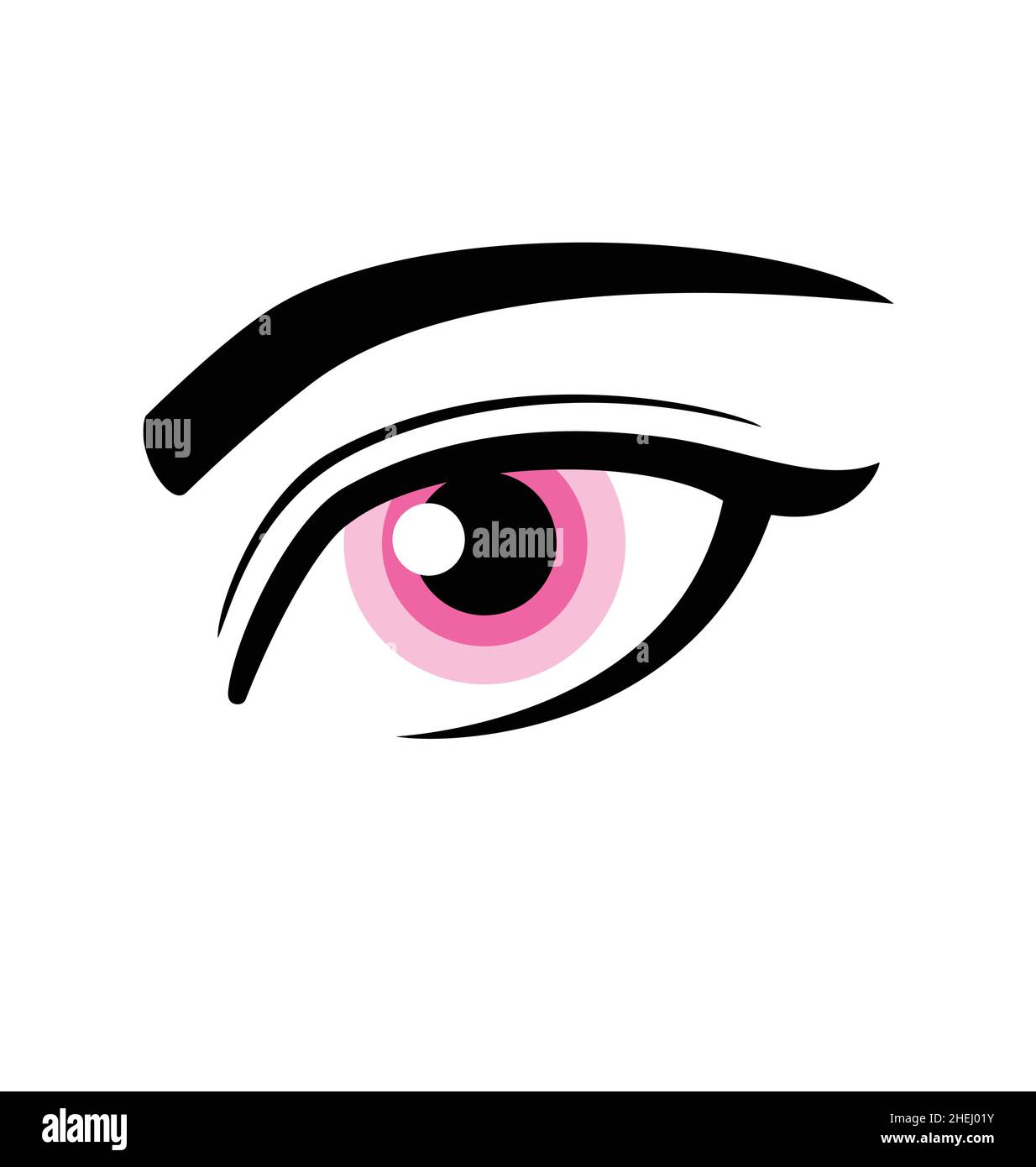 Einfache schöne menschliche weibliche rosa Auge Vektor-Illustration schwarz-weiß-Symbol auf weißem Hintergrund isoliert Stock Vektor