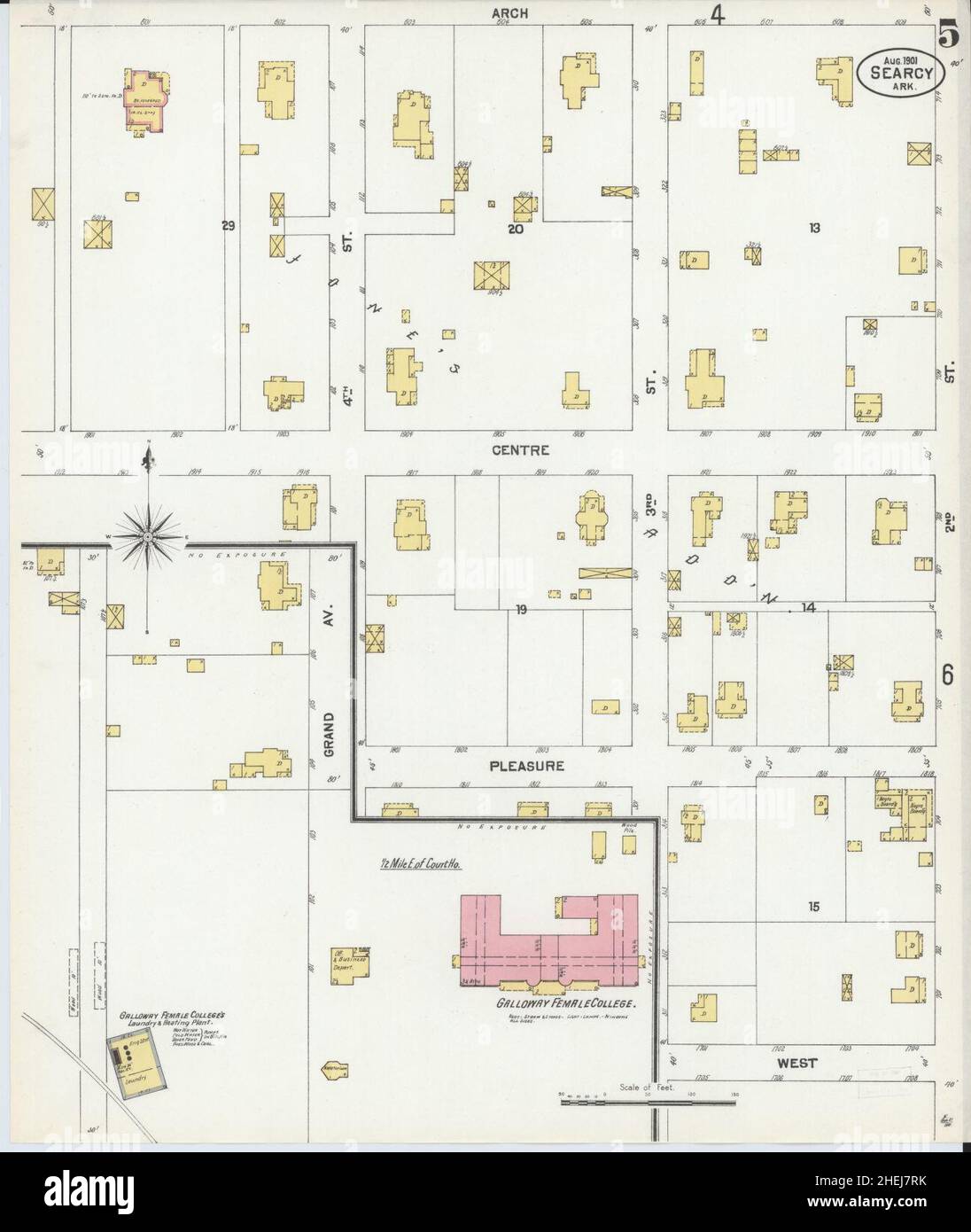 Sanborn Fire Insurance Map aus Searcy, White County, Arkansas. Stockfoto