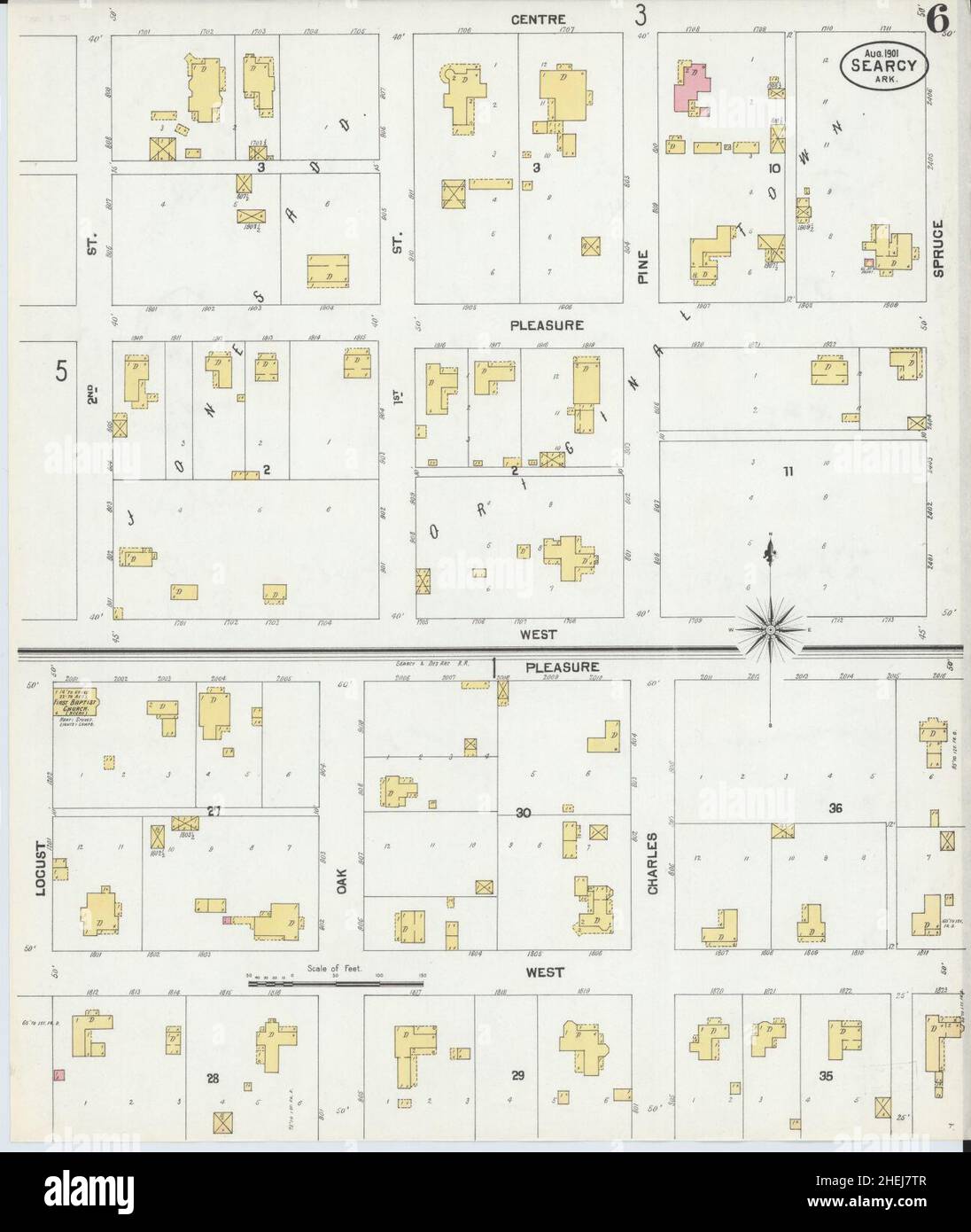 Sanborn Fire Insurance Map aus Searcy, White County, Arkansas. Stockfoto