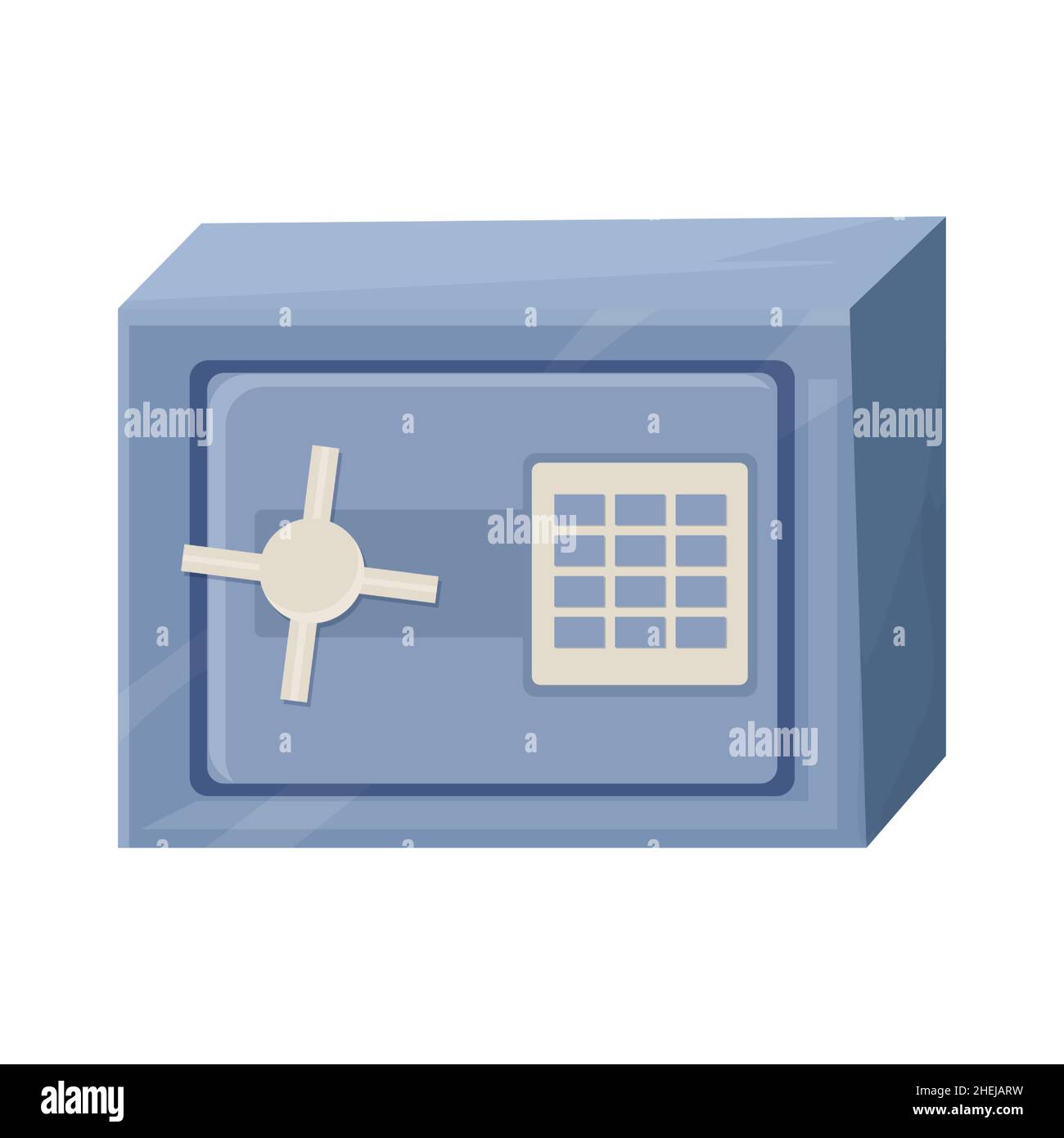 Geschlossene sichere digitale Schlösser mit codierten Passwörtern im Cartoon-Stil, isoliert auf weißem Hintergrund. Stahlbox, geheimer Container. Vektorgrafik Stock Vektor