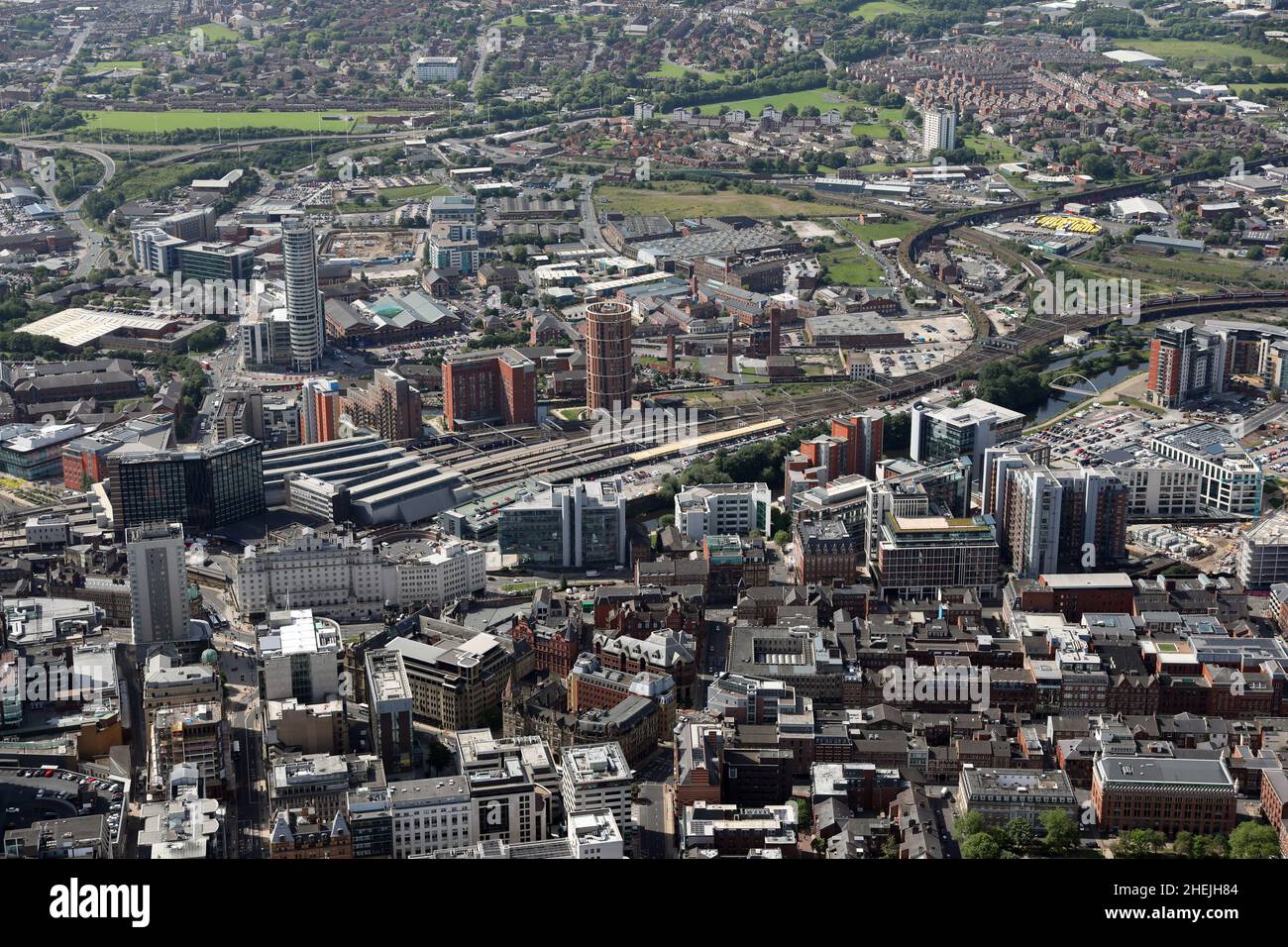 Luftaufnahme der Skyline von Leeds Stadtzentrum Stockfoto