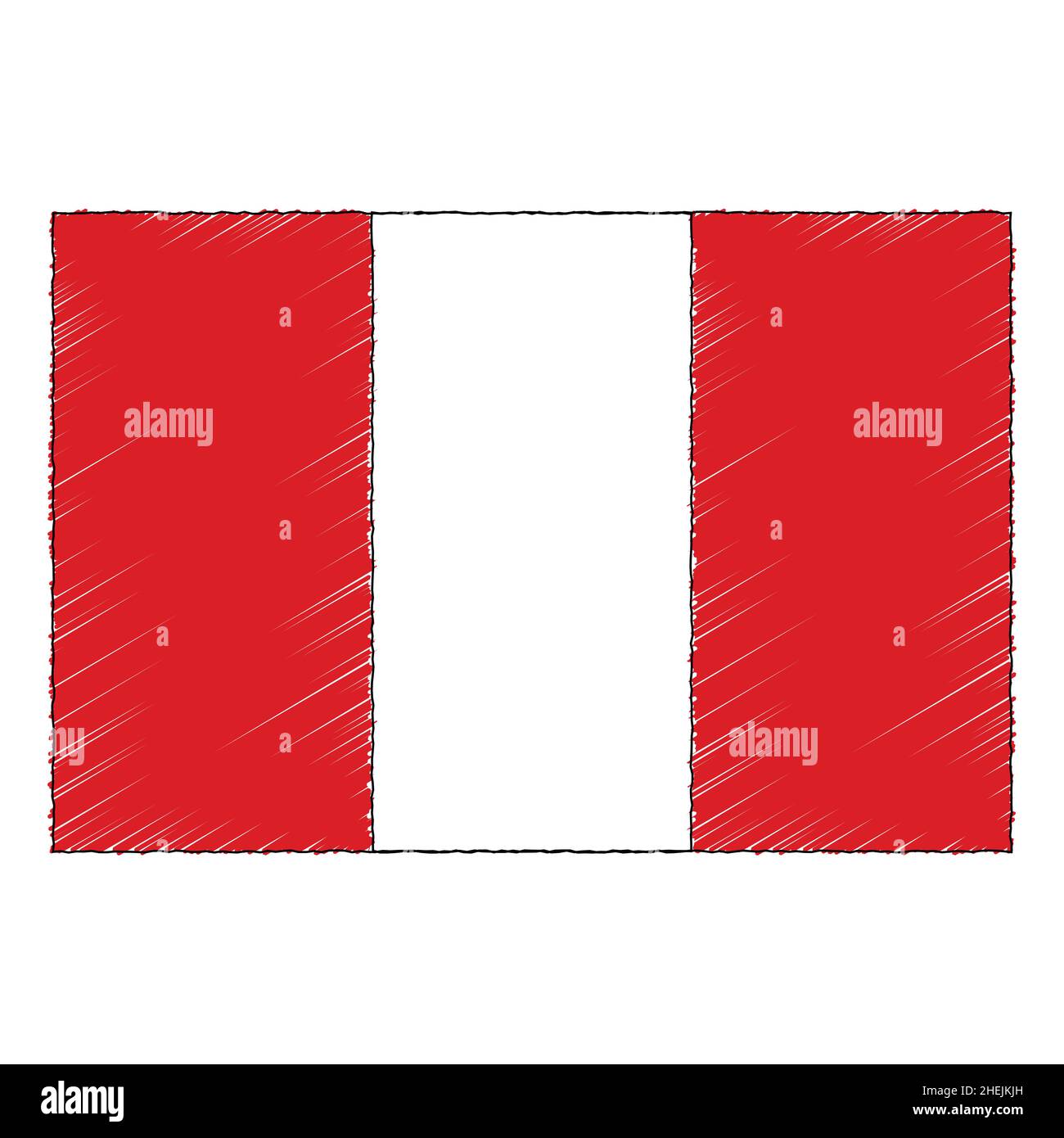 Handgezeichnete Skizzenflagge von Peru. vektorsymbol im doodle-Stil Stock Vektor