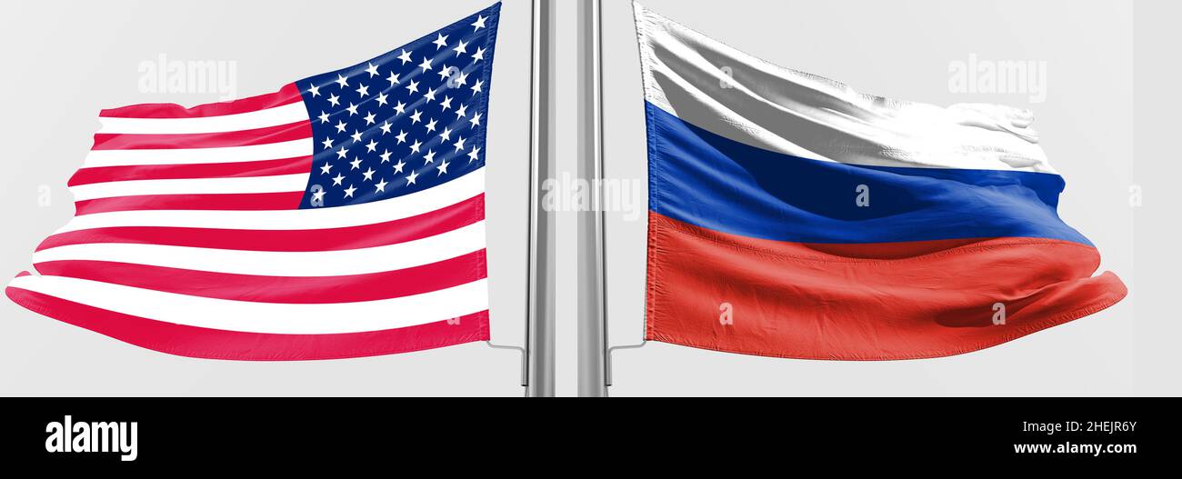 Die USA und russland führen Beziehungen auf Stockfoto