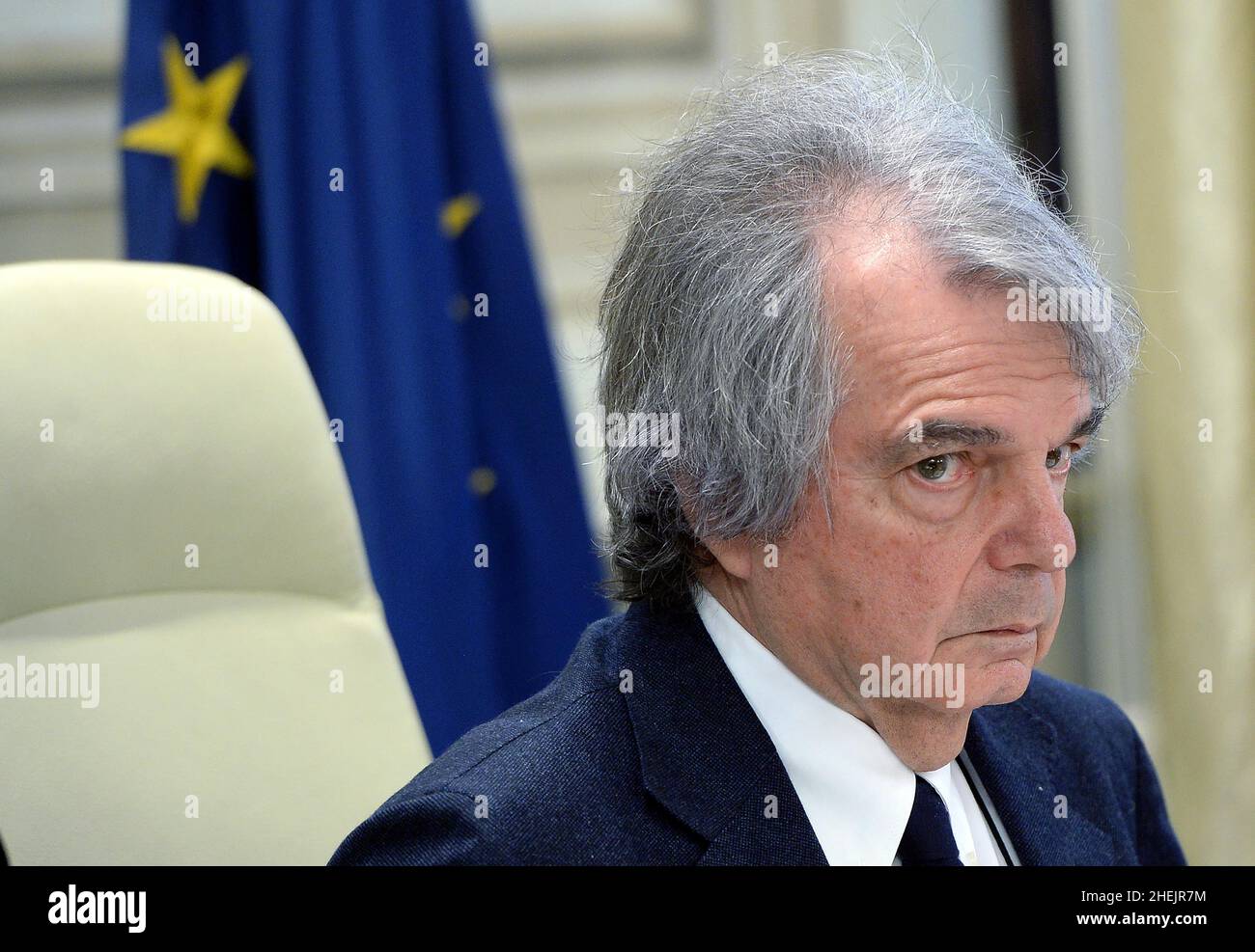 Italien, Rom, 10. Januar 2022: Renato Brunetta, italienischer Minister für öffentliche Verwaltung, stellt das Projekt „Reform der öffentlichen Verwaltung“ vor Stockfoto