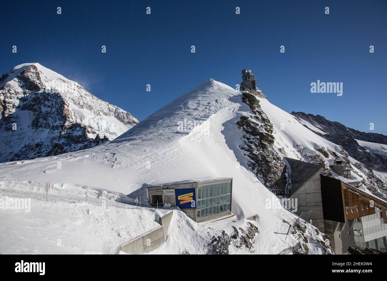 Jungfraujoch, Eiger, Schnee, Alpen, Schweiz, Berge, Europa Stockfoto