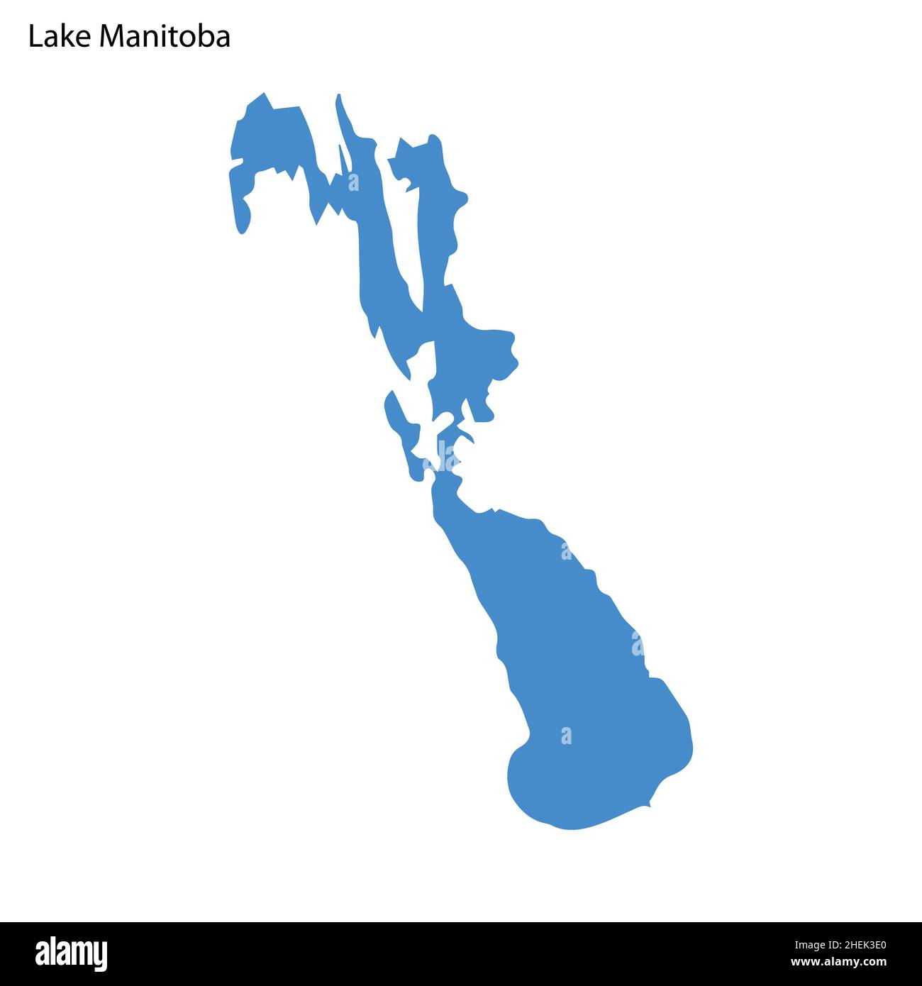 Blaue Übersichtskarte des Manitoba Lake, isolierte Vektorsiilhouette auf weißem Hintergrund Stock Vektor