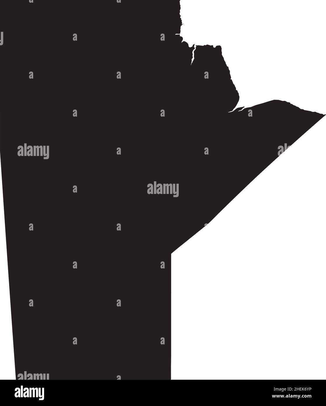 Schwarze flache leere Vektor-Verwaltungskarte der kanadischen Provinz MANITOBA, KANADA Stock Vektor