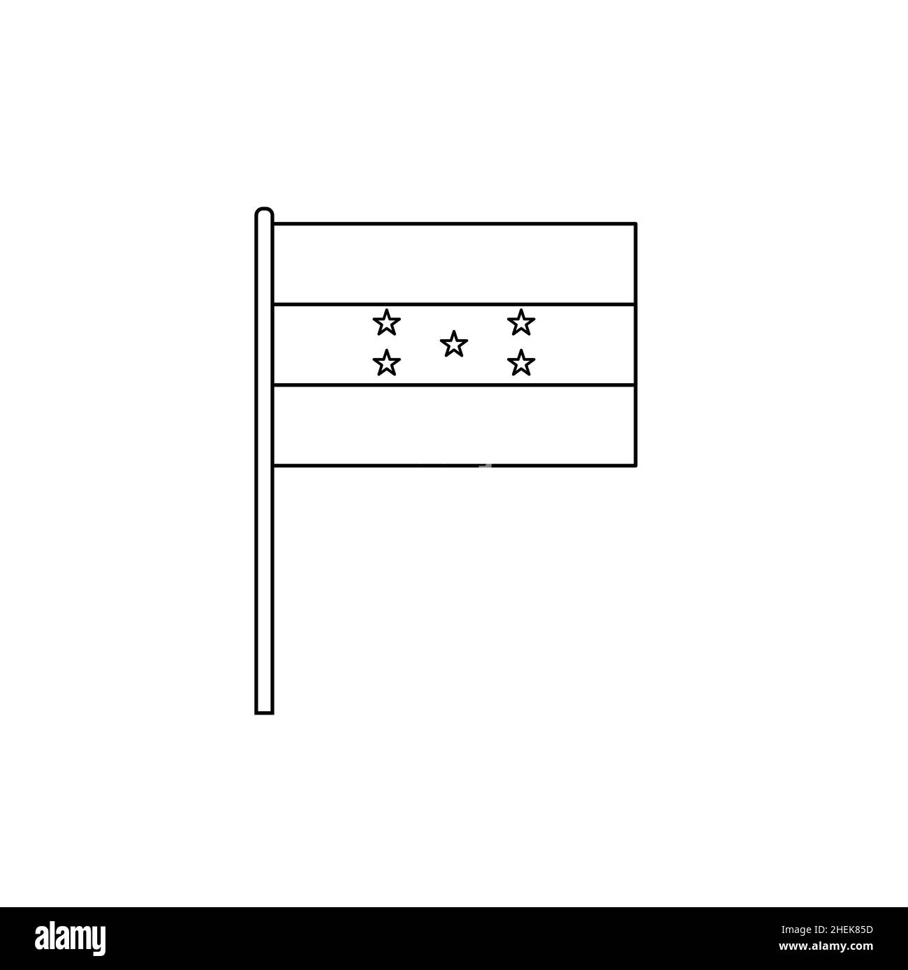 Schwarze Umrissflagge auf Honduras. Vektor-Symbol für dünne Linien Stock Vektor