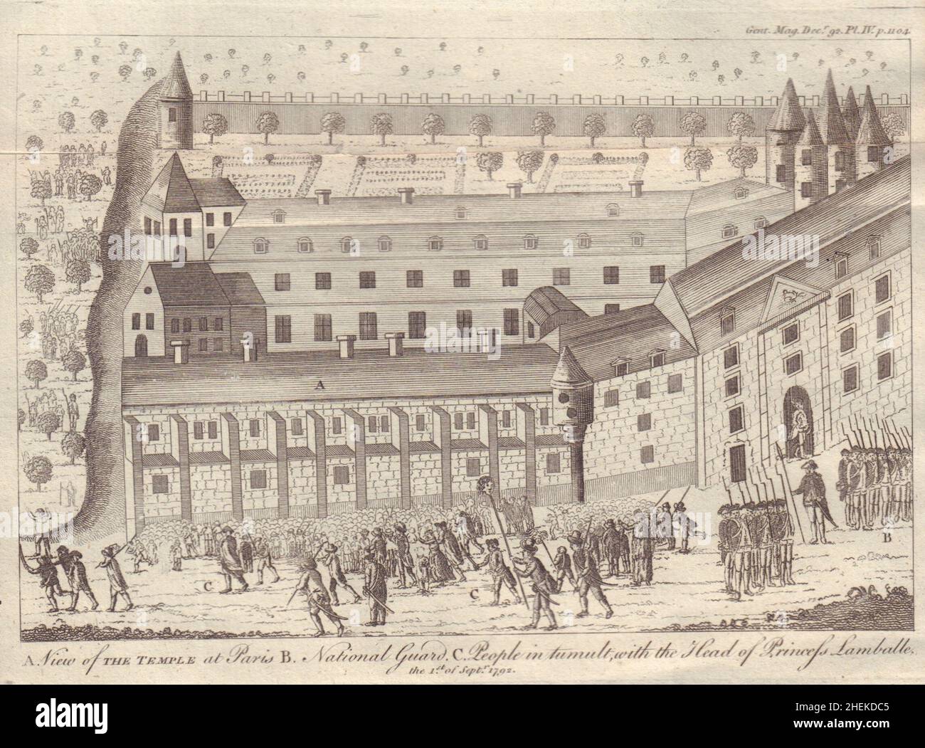 Französische Revolution. Hinrichtung von Prinzessin Lamballe 1792 im Tempel, Paris 1792 Stockfoto