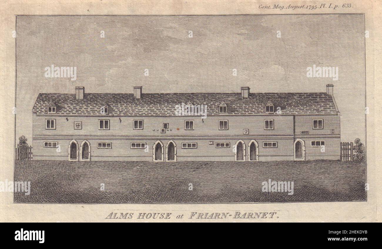 The Lawrence Campe Almshouses, Frern Barnett Lane, Whetstone, London 1795 Stockfoto