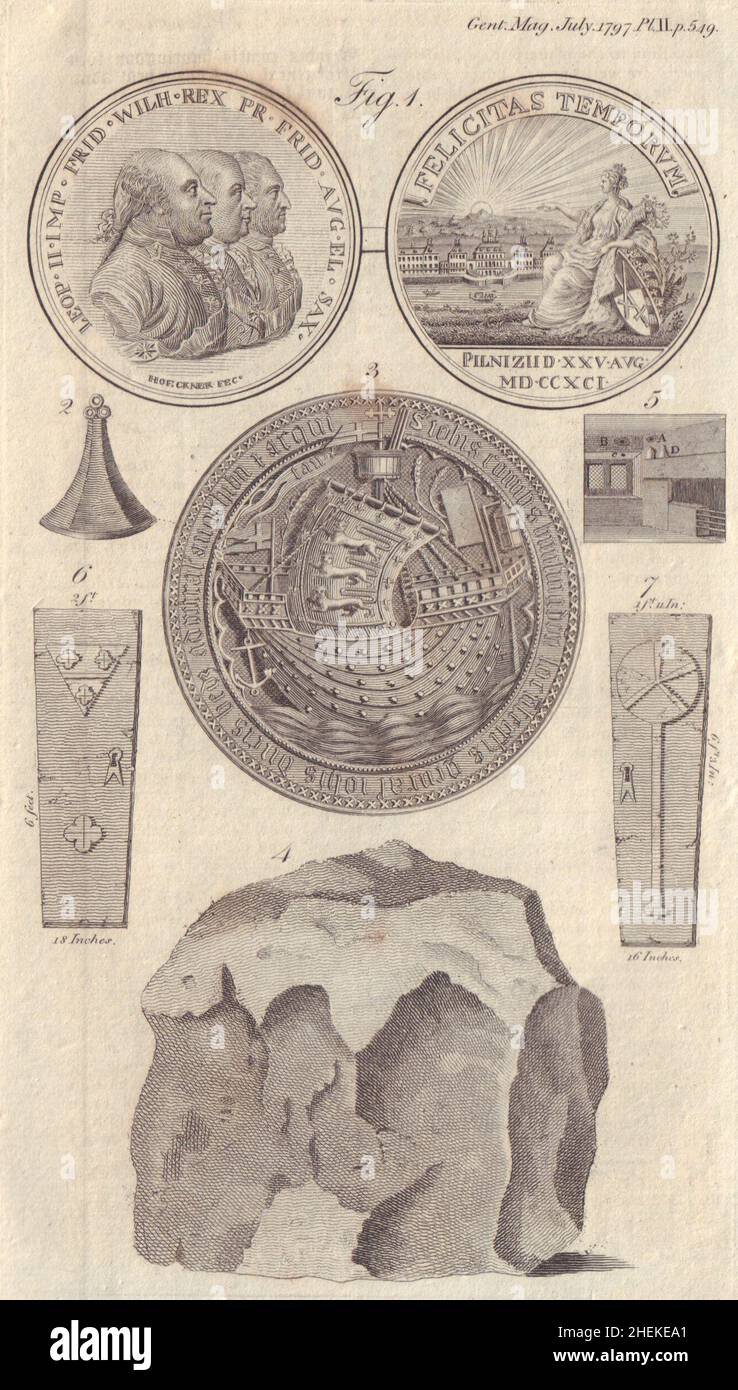 Erklärung der Pillnitzer Medaille 1789, Sachsen. John Earl of Huntingdon Seal 1797 Stockfoto