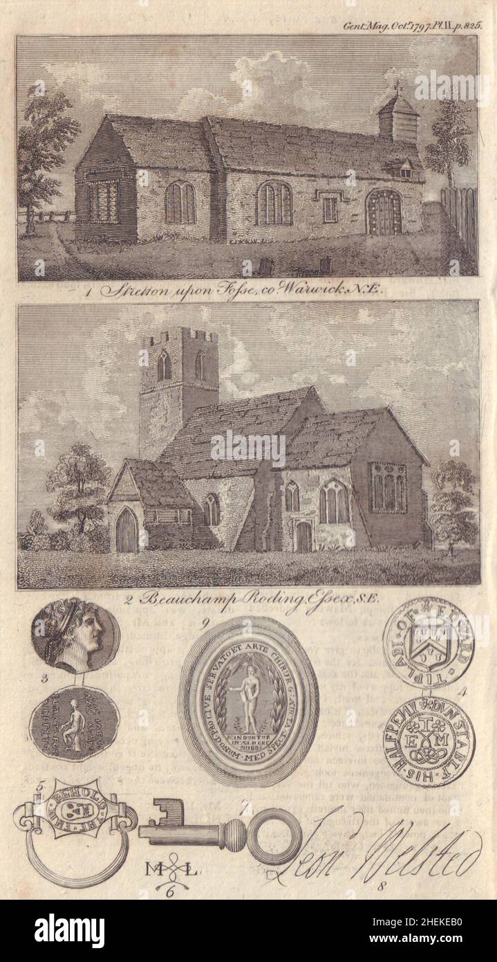 St. Peter's Stretton-on-Fosse wurde 1841 umgebaut. St. Botolph Church Roding Essex 1797 Stockfoto