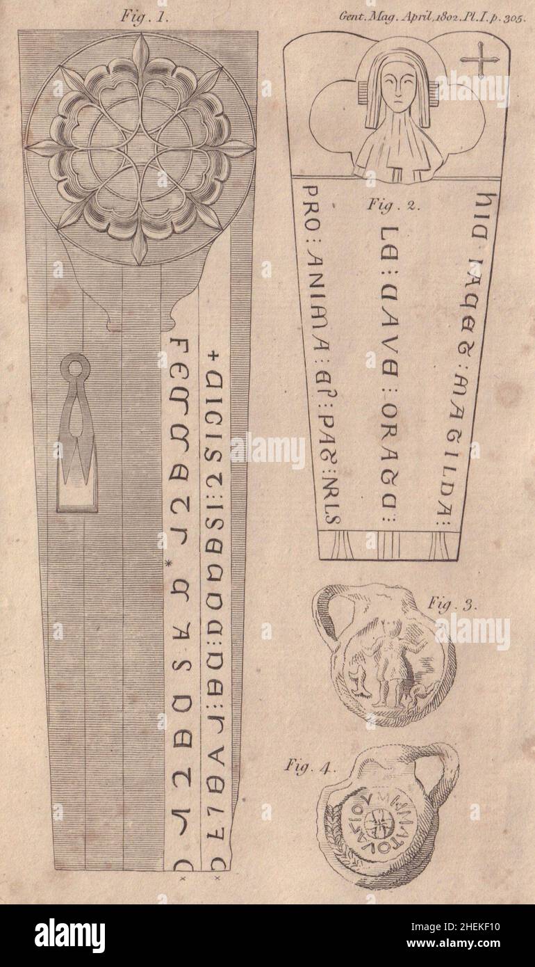 Steinsarg der Familie Thorpe St. Mary's Church Wycliffe Yorks. Antike Flaschen 1802 Stockfoto