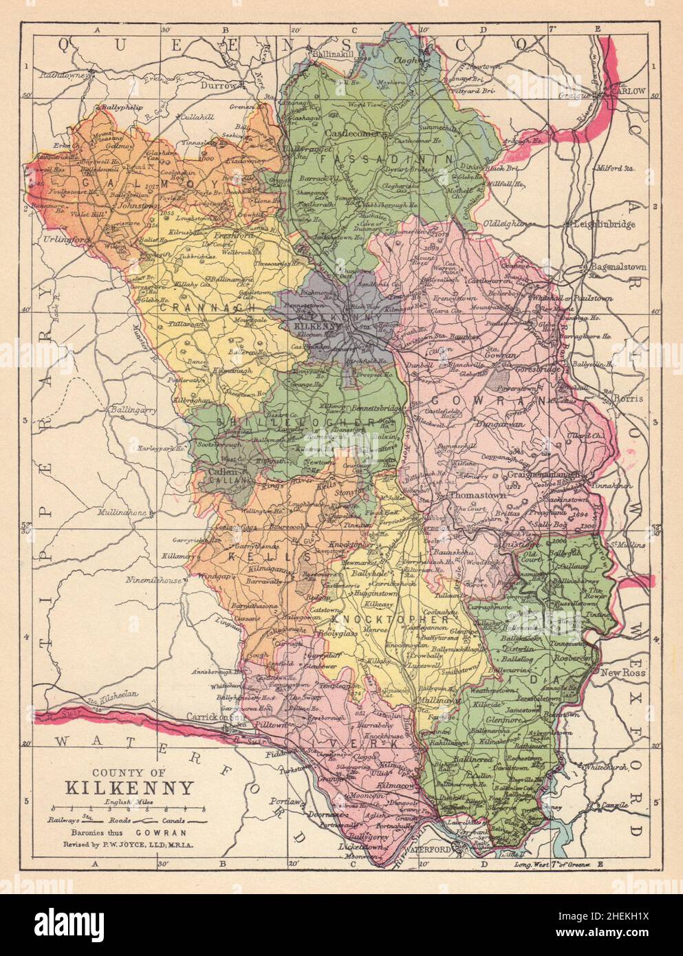 COUNTY KILKENNY antike Landkarte. Leinster. Irland. JOYCE 1905 alt Stockfoto