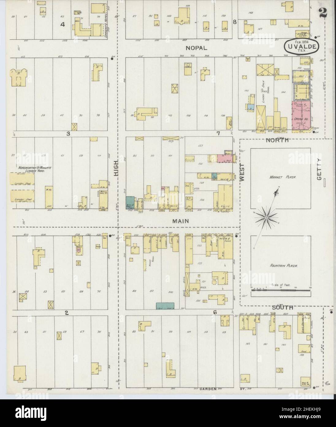 Sanborn Feuerversicherungskarte aus Uvalde, Uvalde County, Texas. Stockfoto