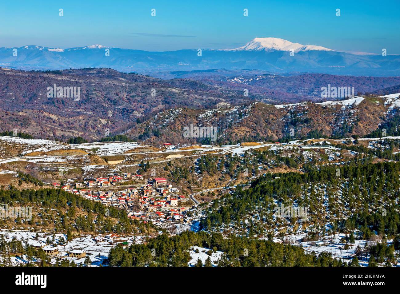 Dotsiko Dorf, Grevena, Westmakedonien, Griechenland. Stockfoto