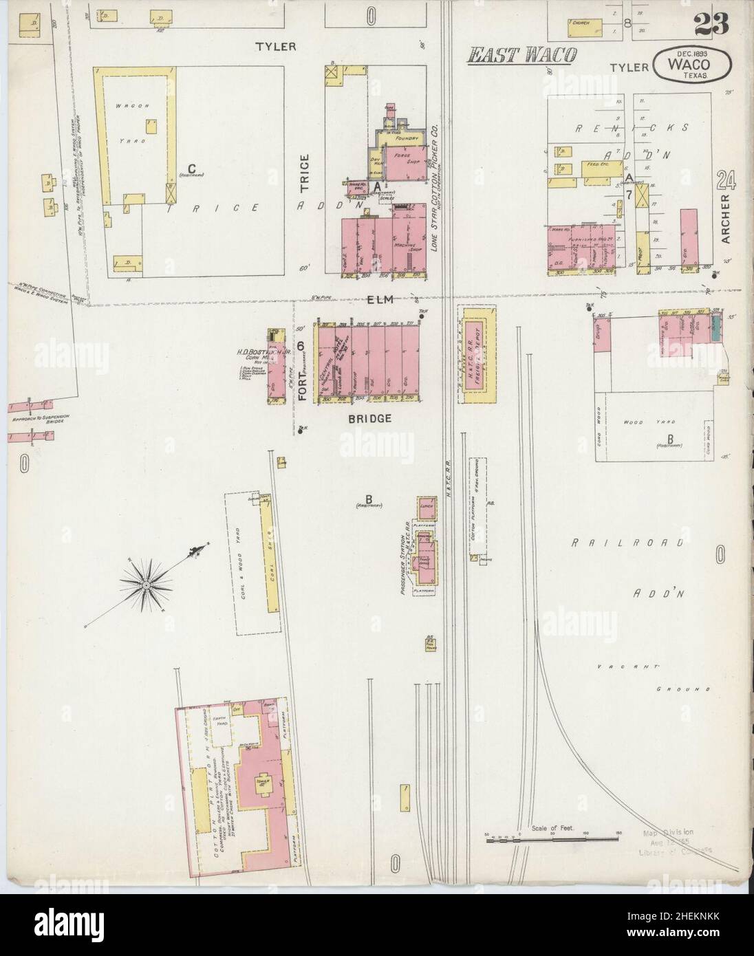 Sanborn Fire Insurance Map aus Waco, McLennan County, Texas. Stockfoto