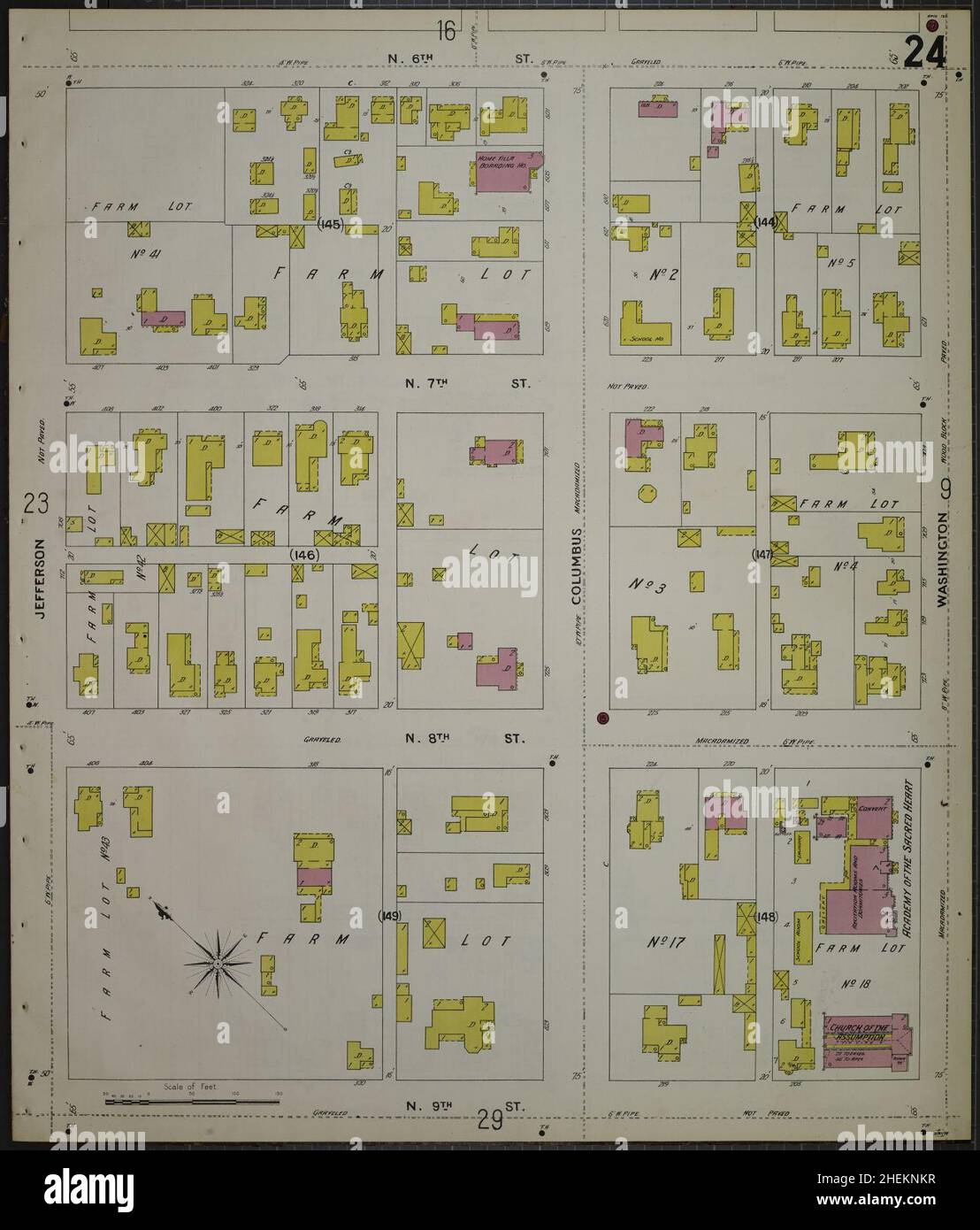 Sanborn Fire Insurance Map aus Waco, McLennan County, Texas. Stockfoto