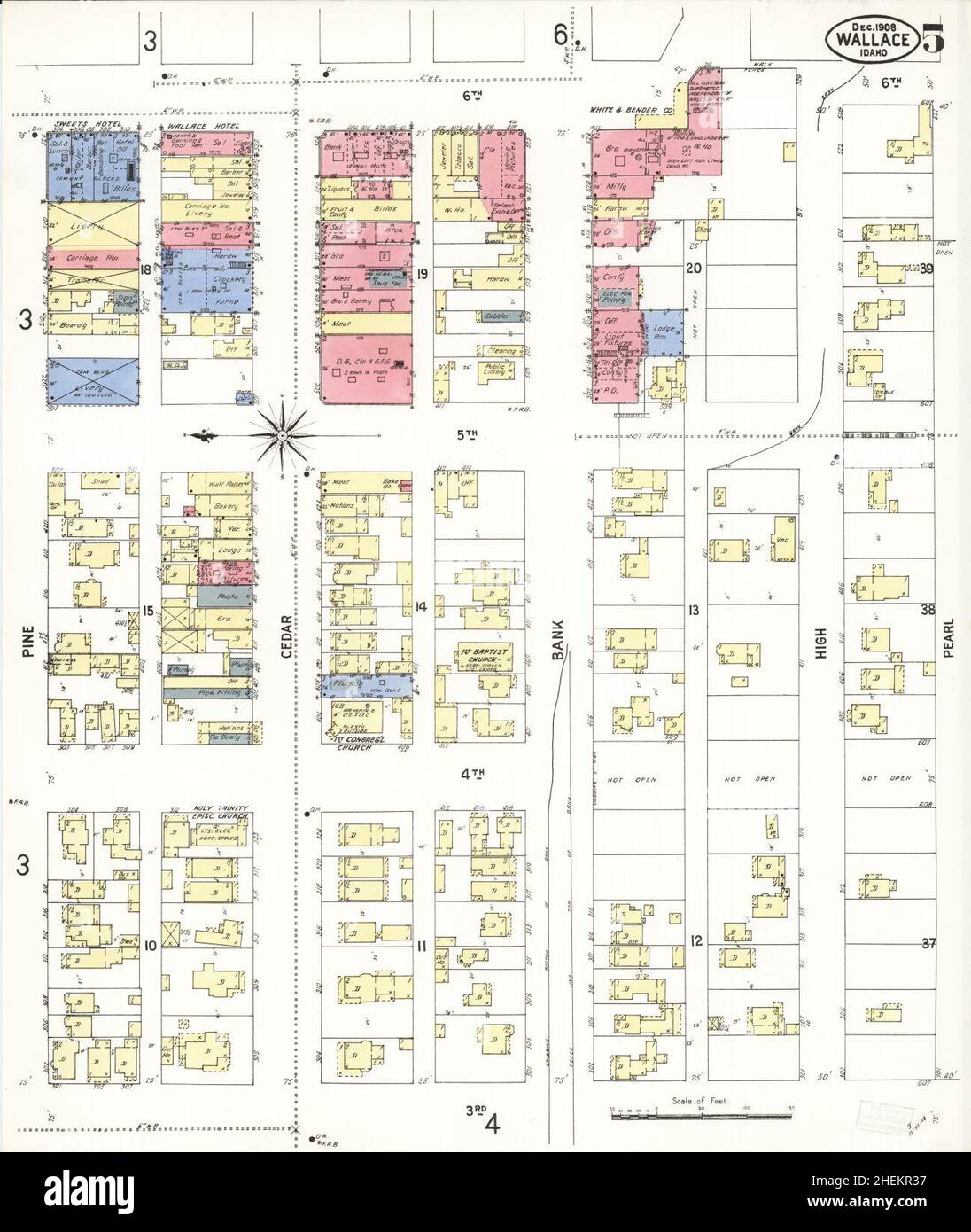 Sanborn Fire Insurance Map aus Wallace, Shoshone County, Idaho. Stockfoto